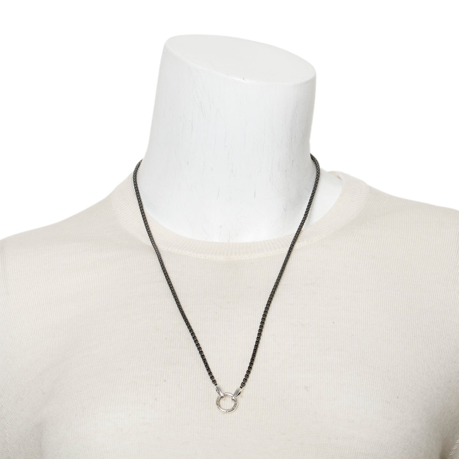 David Yurman Sterling Silver & Black PVD Stainless Steel Smooth Amulet 2.7 MM Box Chain Necklace, 24"