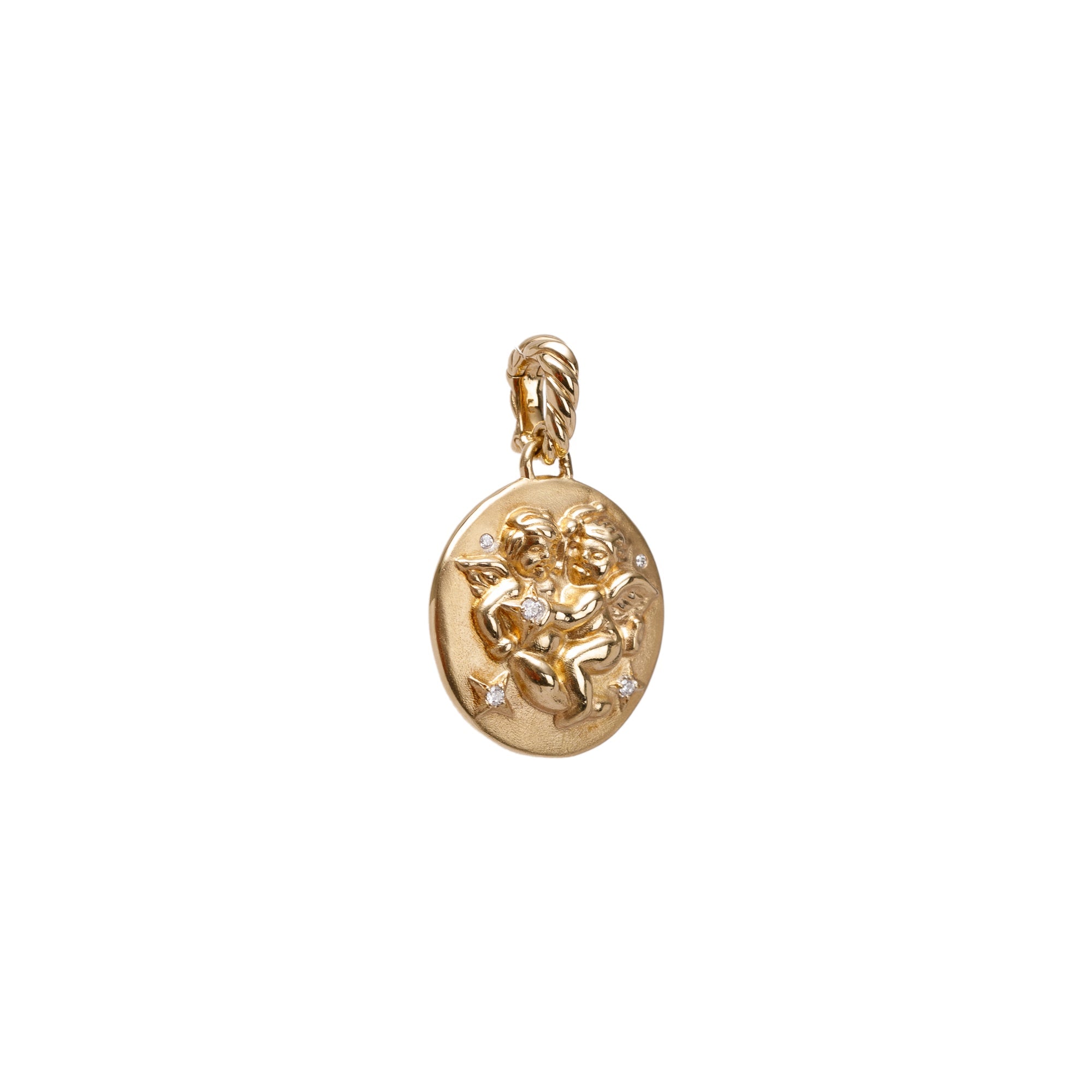 David Yurman 18k Gold Gemini Amulet Pendant with Diamonds w/ Box