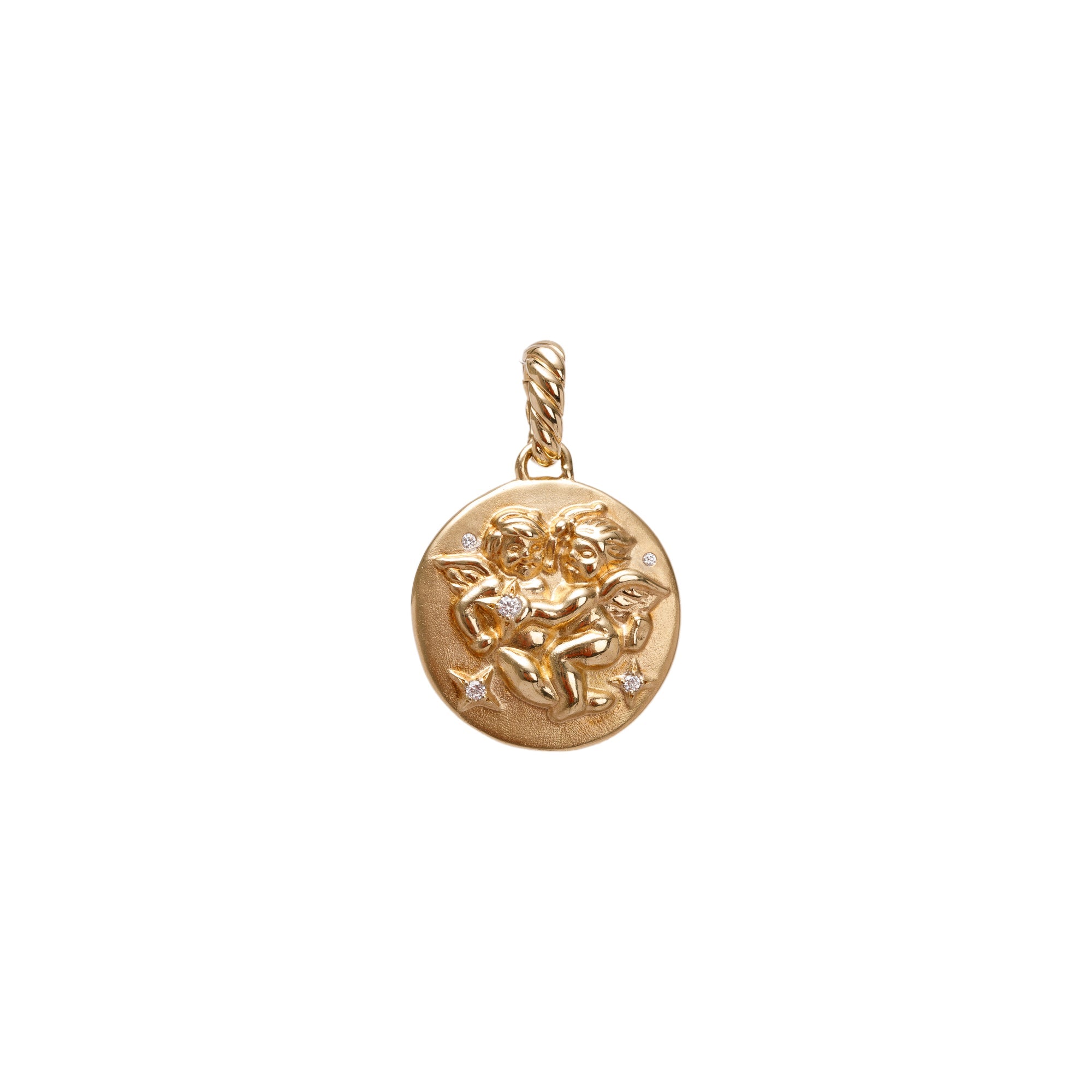 David Yurman 18k Gold Gemini Amulet Pendant with Diamonds w/ Box