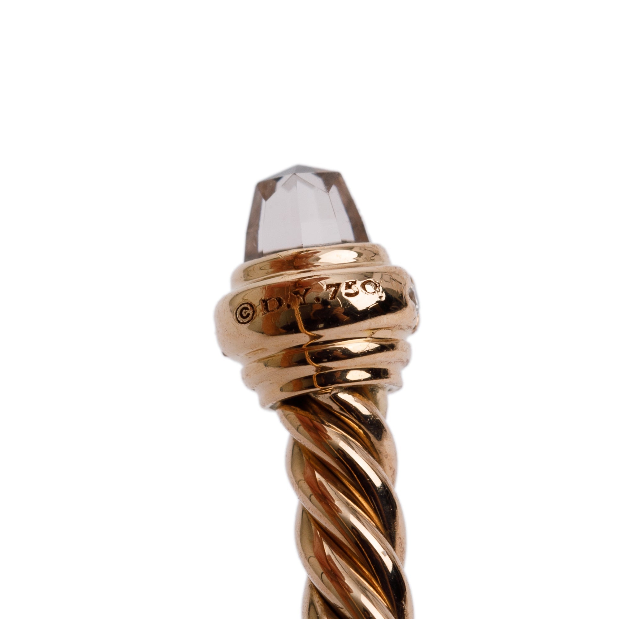 David Yurman 18k Rose Gold 3 MM Cablespira Bracelet with Morganite & Diamonds w/ Box & Receipt