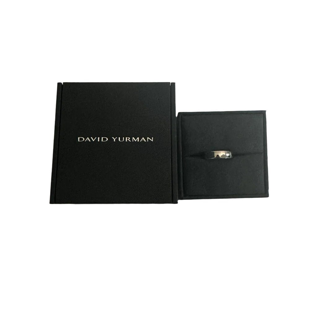 David Yurman 18k White Gold Streamline 6 MM Band Ring, Size 9.5 w/ Box