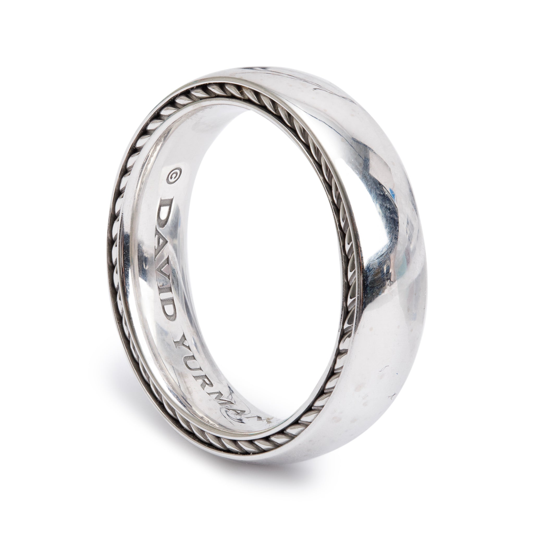 David Yurman 18k White Gold Streamline 6 MM Band Ring, Size 9.5 w/ Box