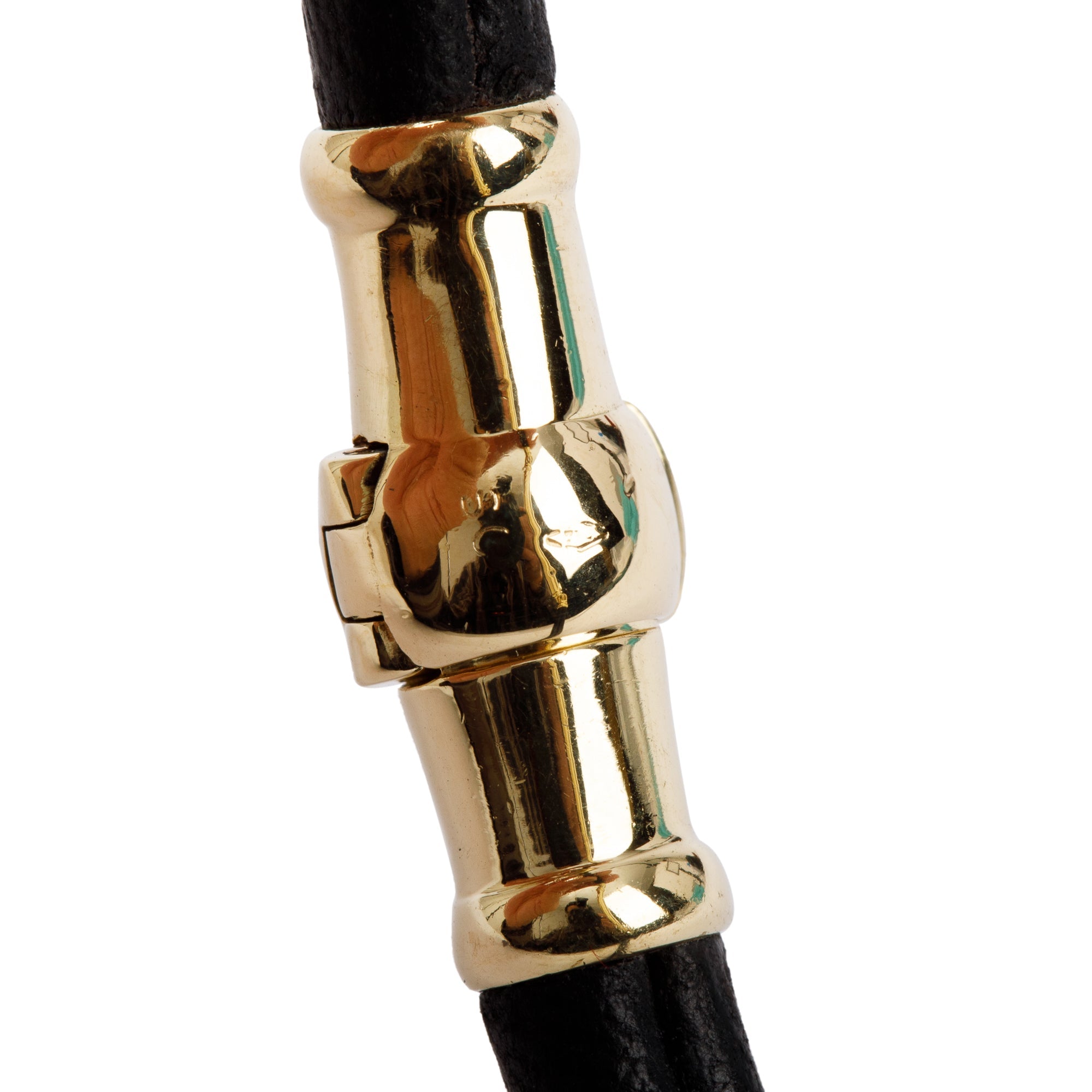 David Yurman 18k Yellow Gold Black Leather Bracelet