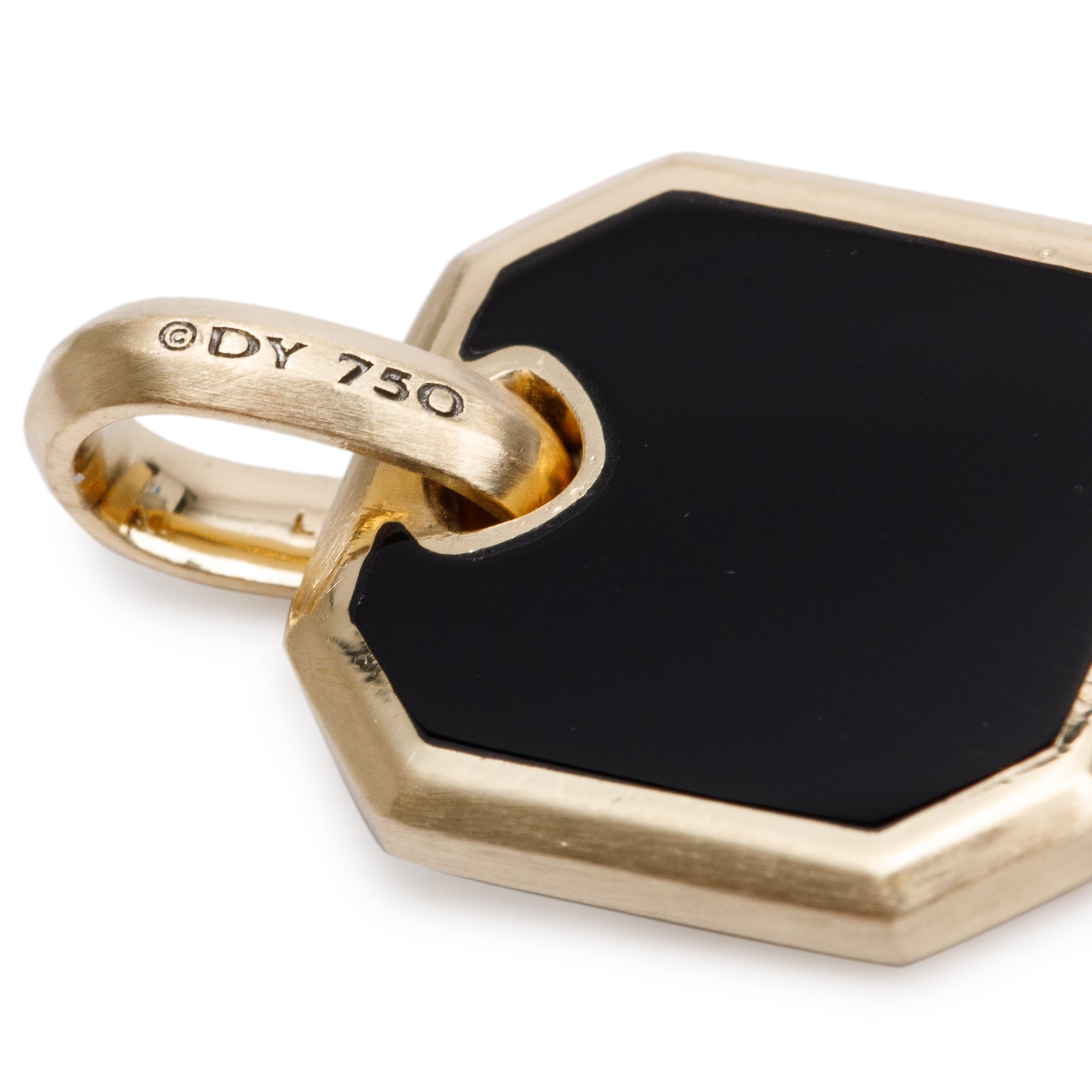 David Yurman 18k Yellow Gold Black Onyx Octagonal Aumlet Pendant, 15 MM