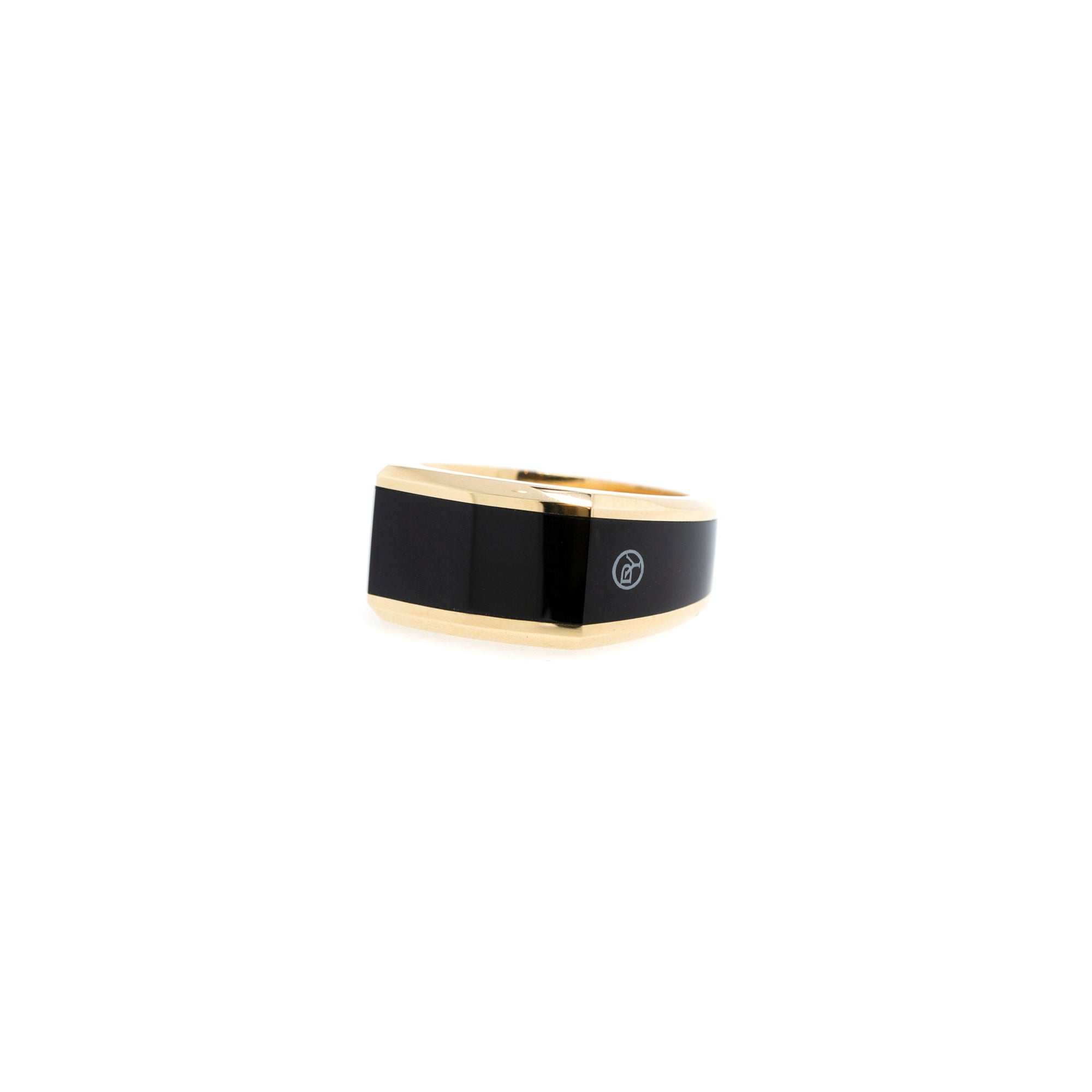 David Yurman 18k Yellow Gold & Black Onyx Roman Signet Ring w/ Box