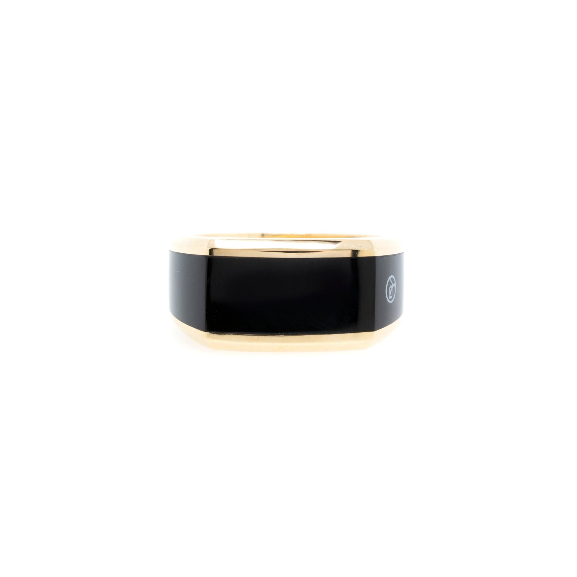 David Yurman 18k Yellow Gold & Black Onyx Roman Signet Ring w/ Box