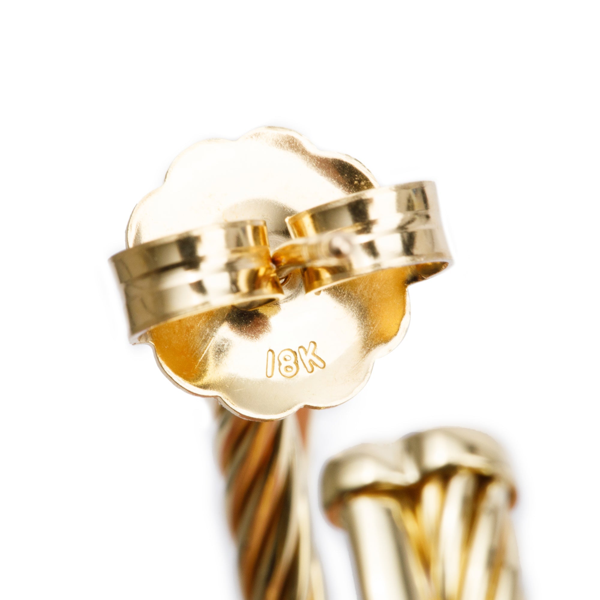 David Yurman 18k Yellow Gold Cable Crossover Hoop Earrings