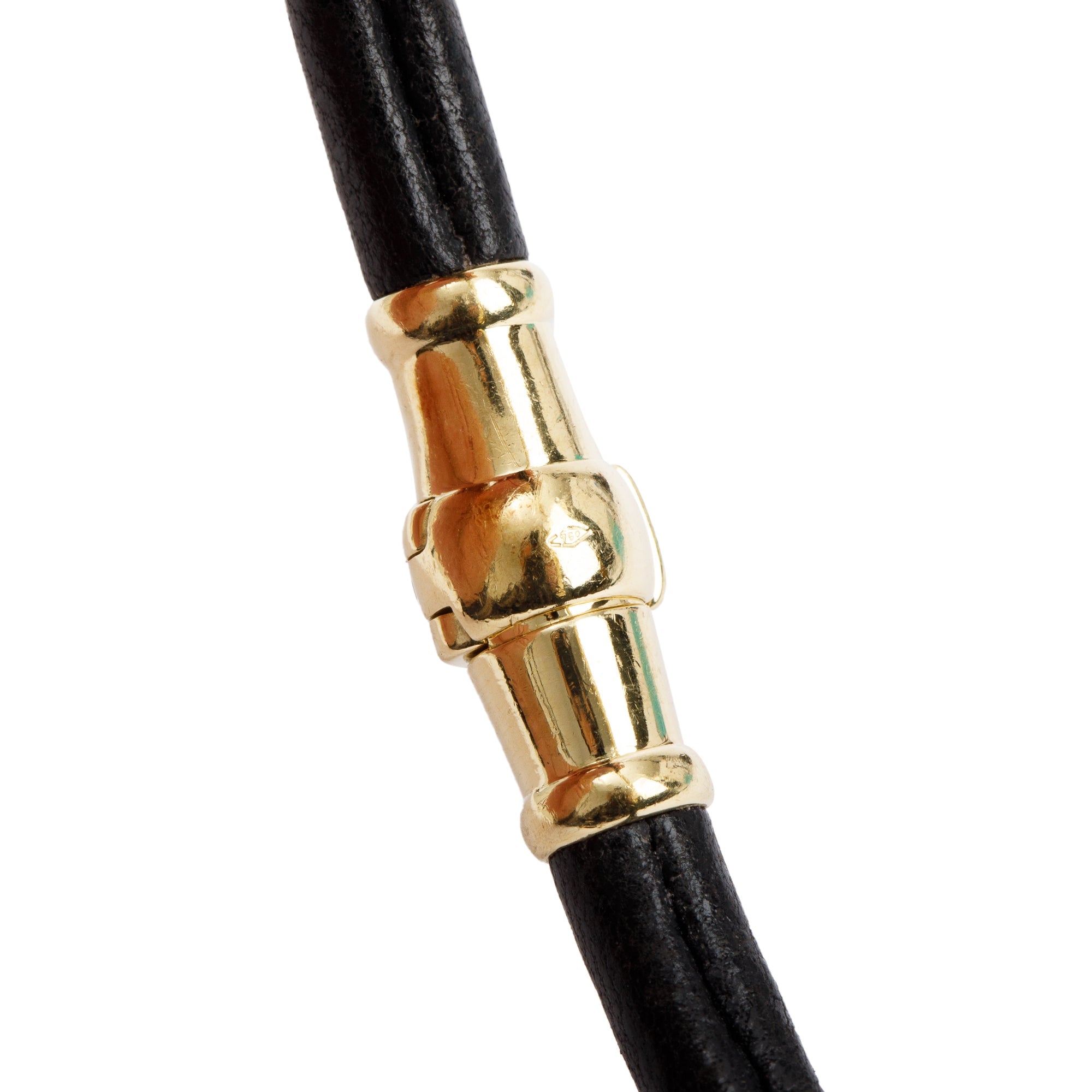 David Yurman 18k Yellow Gold Cable Leather Bracelet