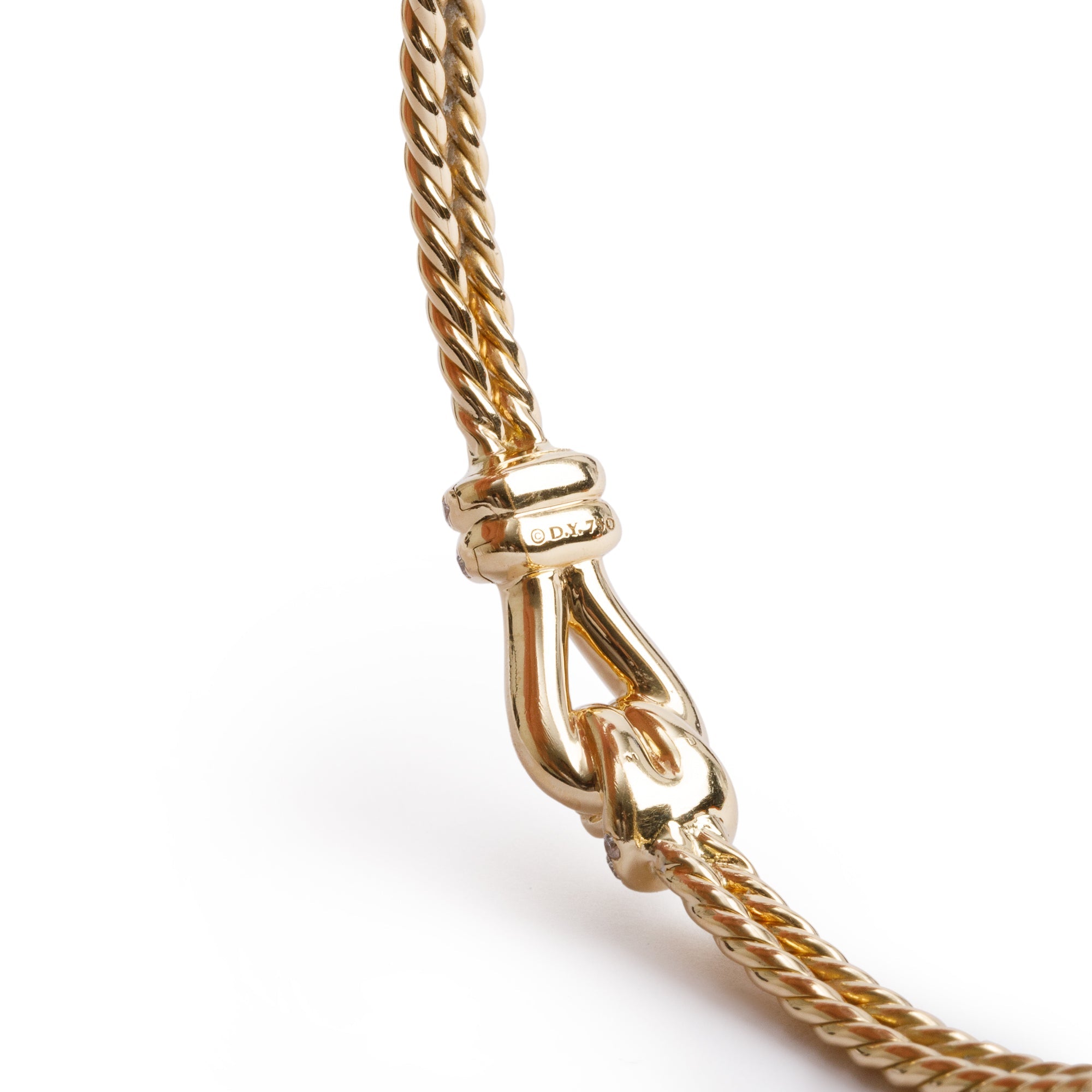 David Yurman 18k Yellow Gold Diamond 4.5 MM Thoroughbred Loop Bracelet w/ Box