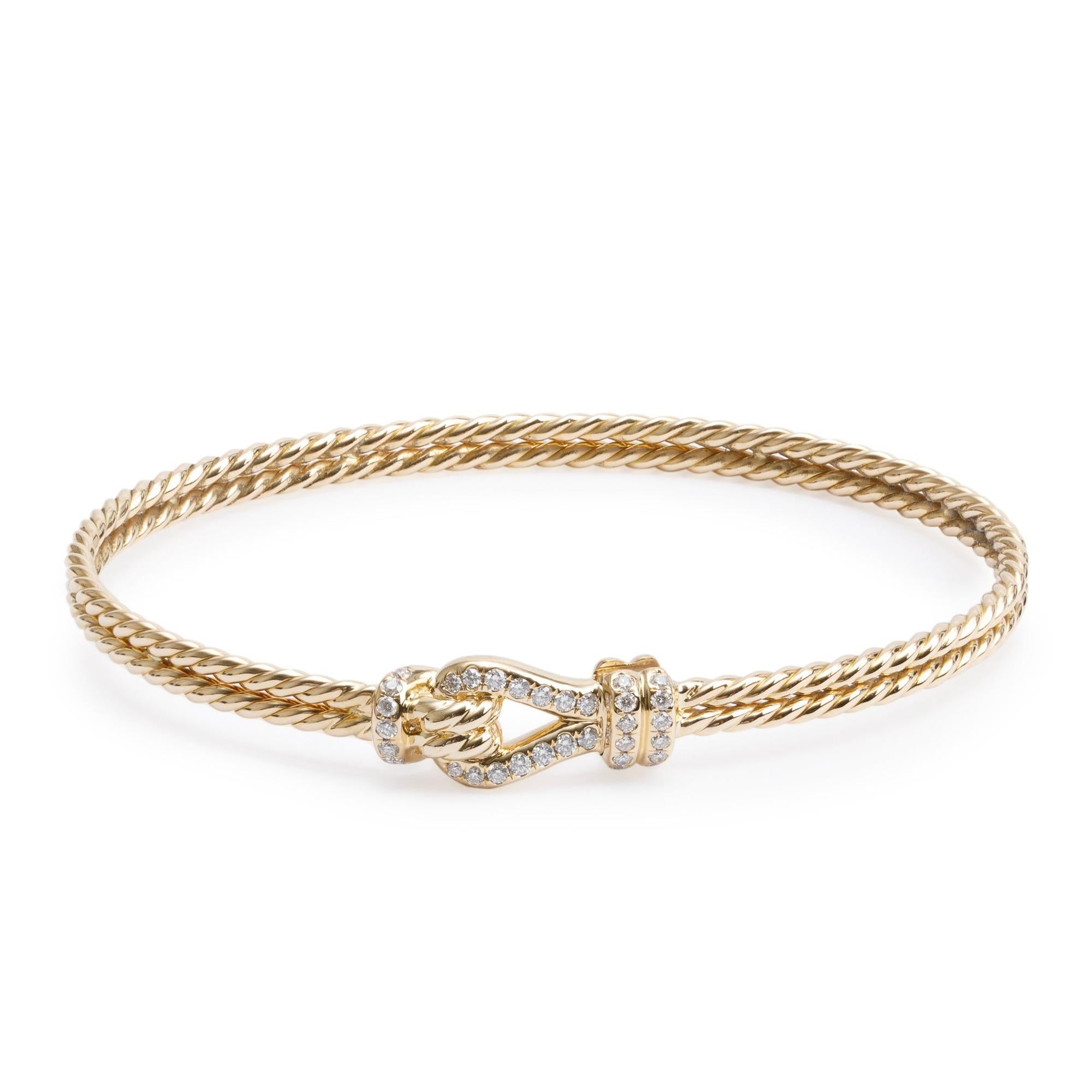 David Yurman 18k Yellow Gold Diamond 4.5 MM Thoroughbred Loop Bracelet w/ Box