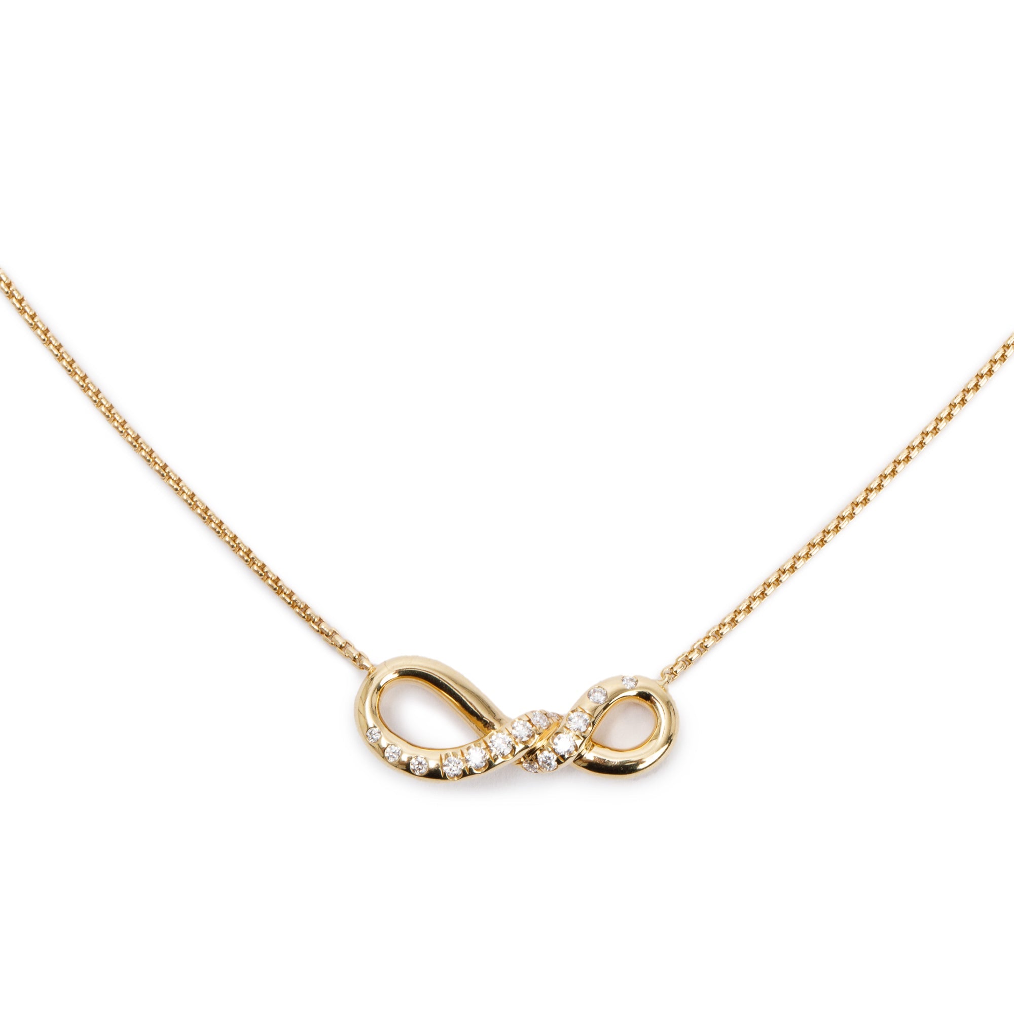 David Yurman 18k Yellow Gold Diamond Continuance Pendant Necklace