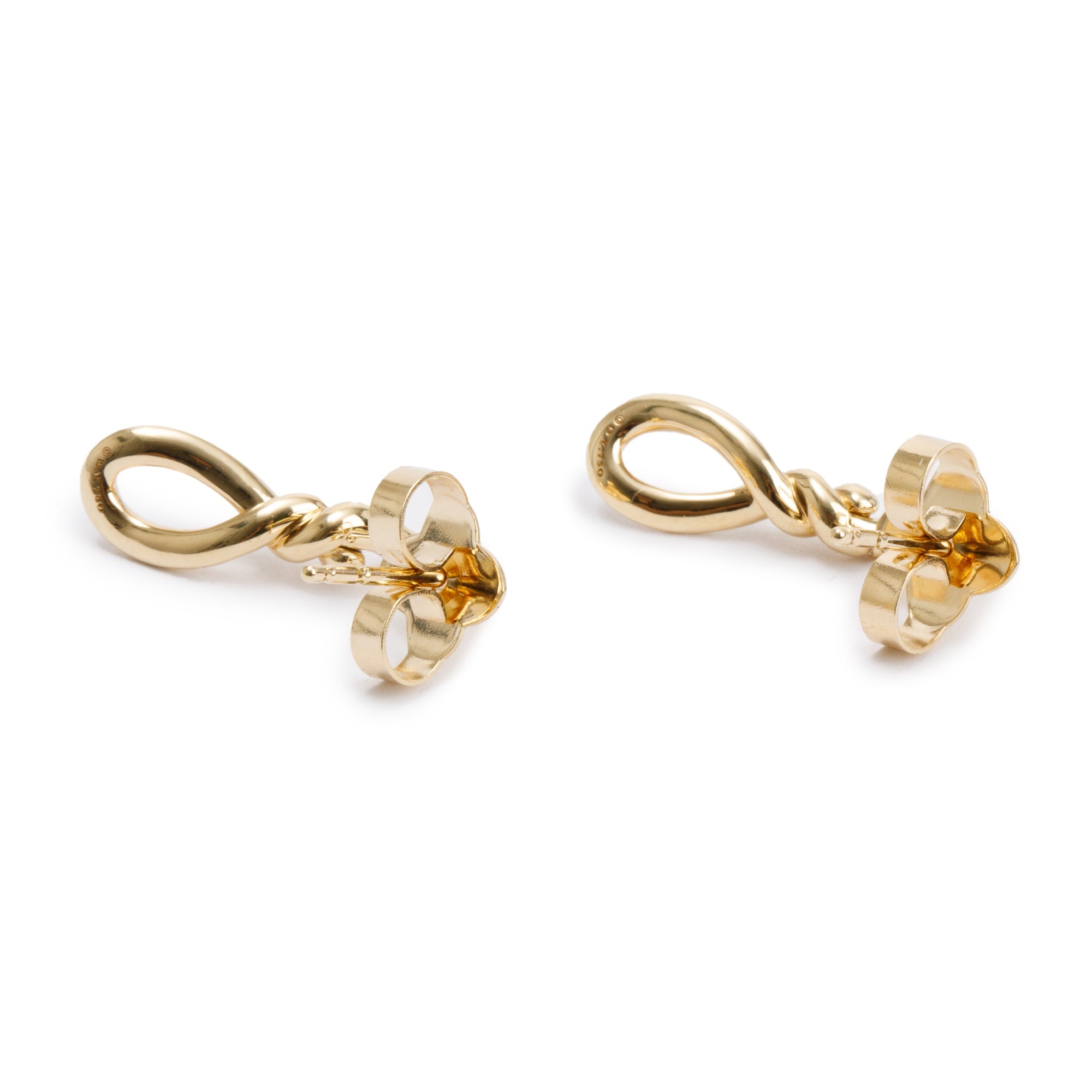 David Yurman 18k Yellow Gold Diamond Continuance Small Drop Earrings