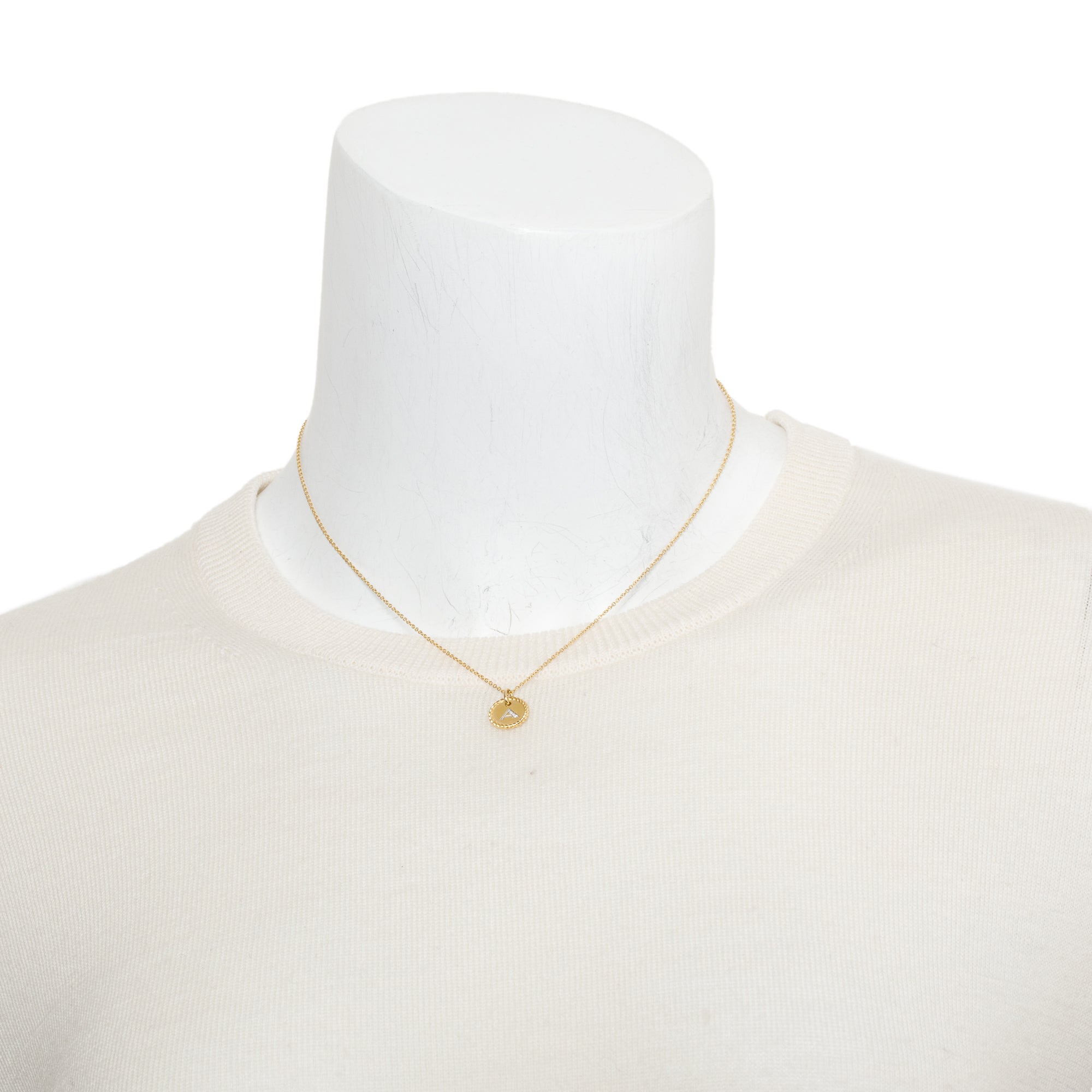 David Yurman 18k Yellow Gold Diamond Initial 'A' Charm Pendant Necklace