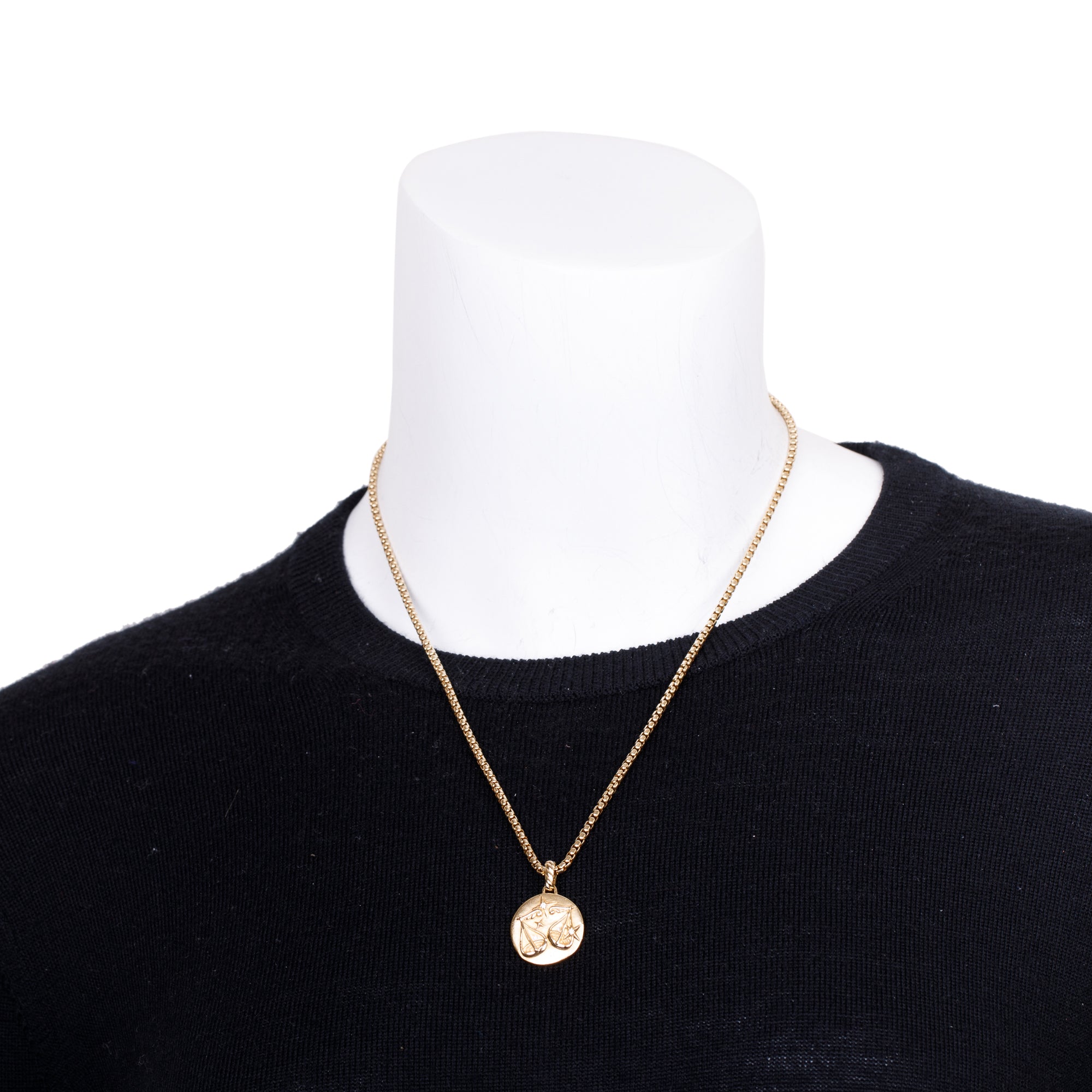 David Yurman 18k Yellow Gold Diamond Libra Amulet Pendant Necklace