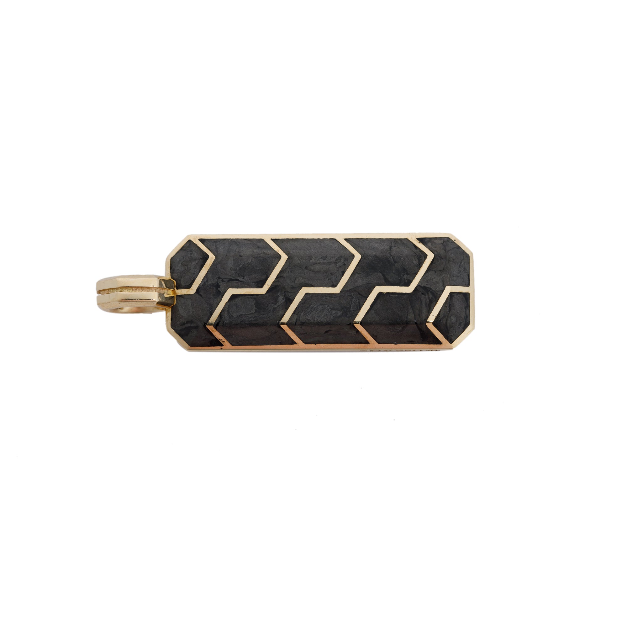 David Yurman 18k Yellow Gold Forged Carbon Ingot Tag Pendant