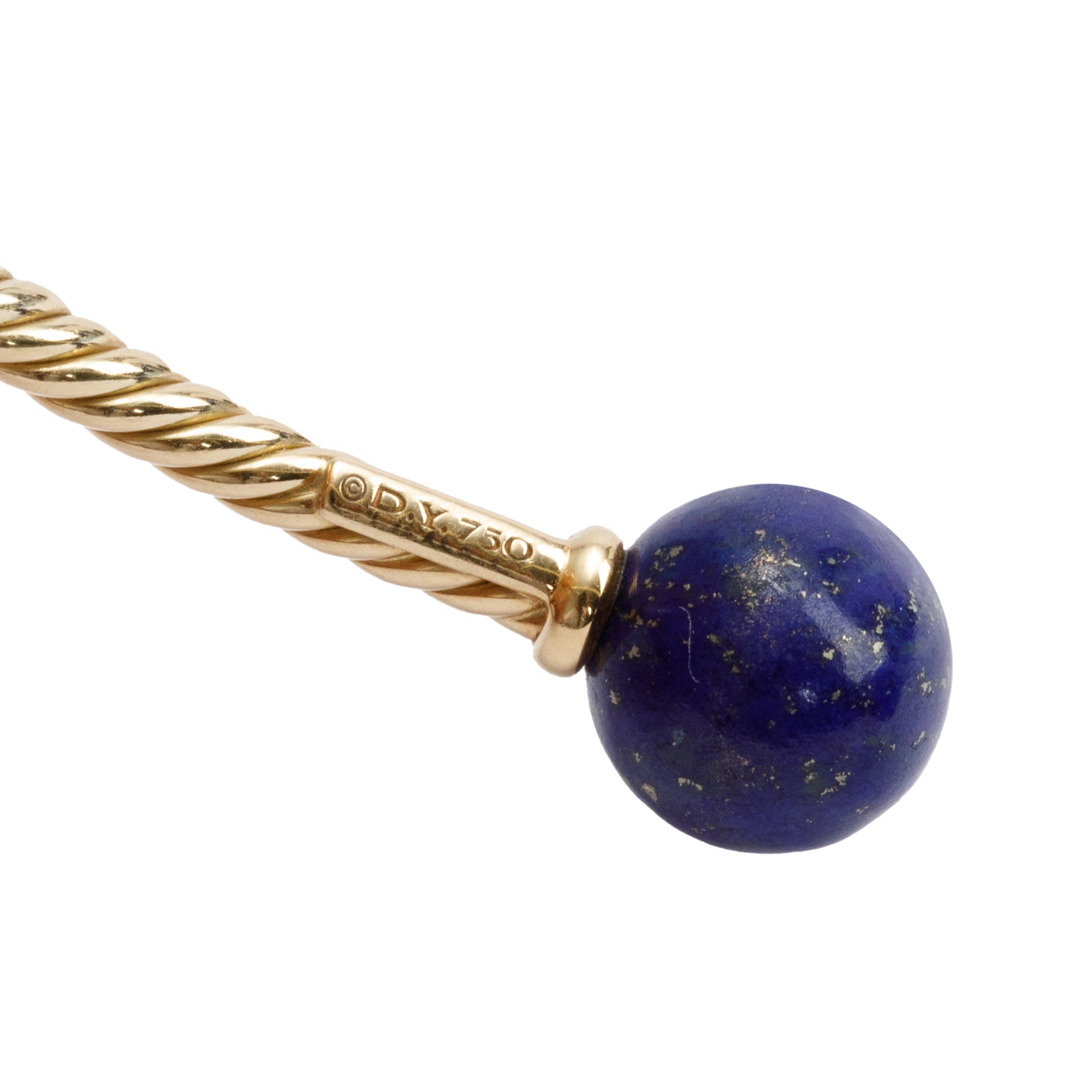David Yurman 18k Yellow Gold Lapis Lazuli Solari Cablespira Bracelet