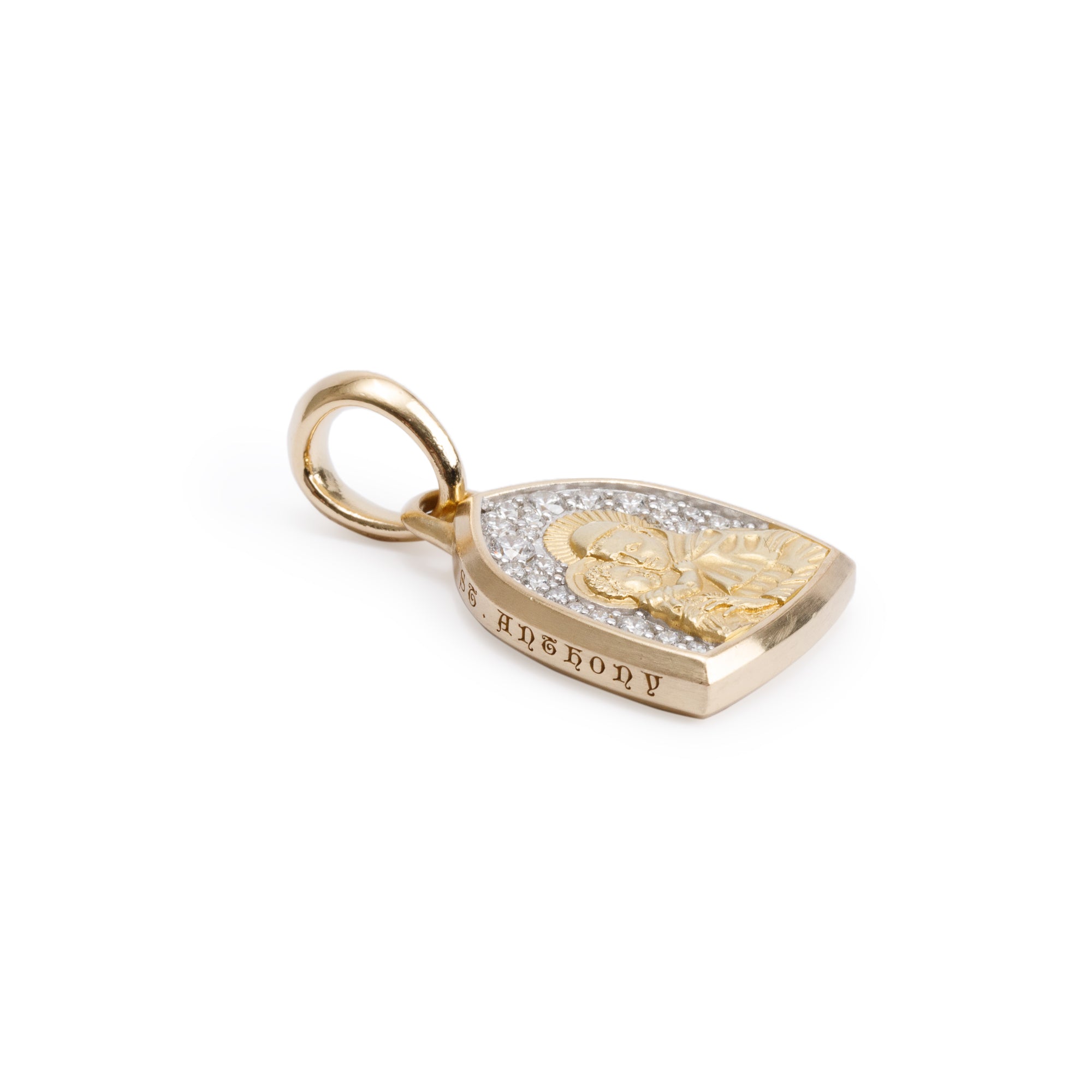 David Yurman 18k Yellow Gold Pave Diamond St. Anthony Amulet