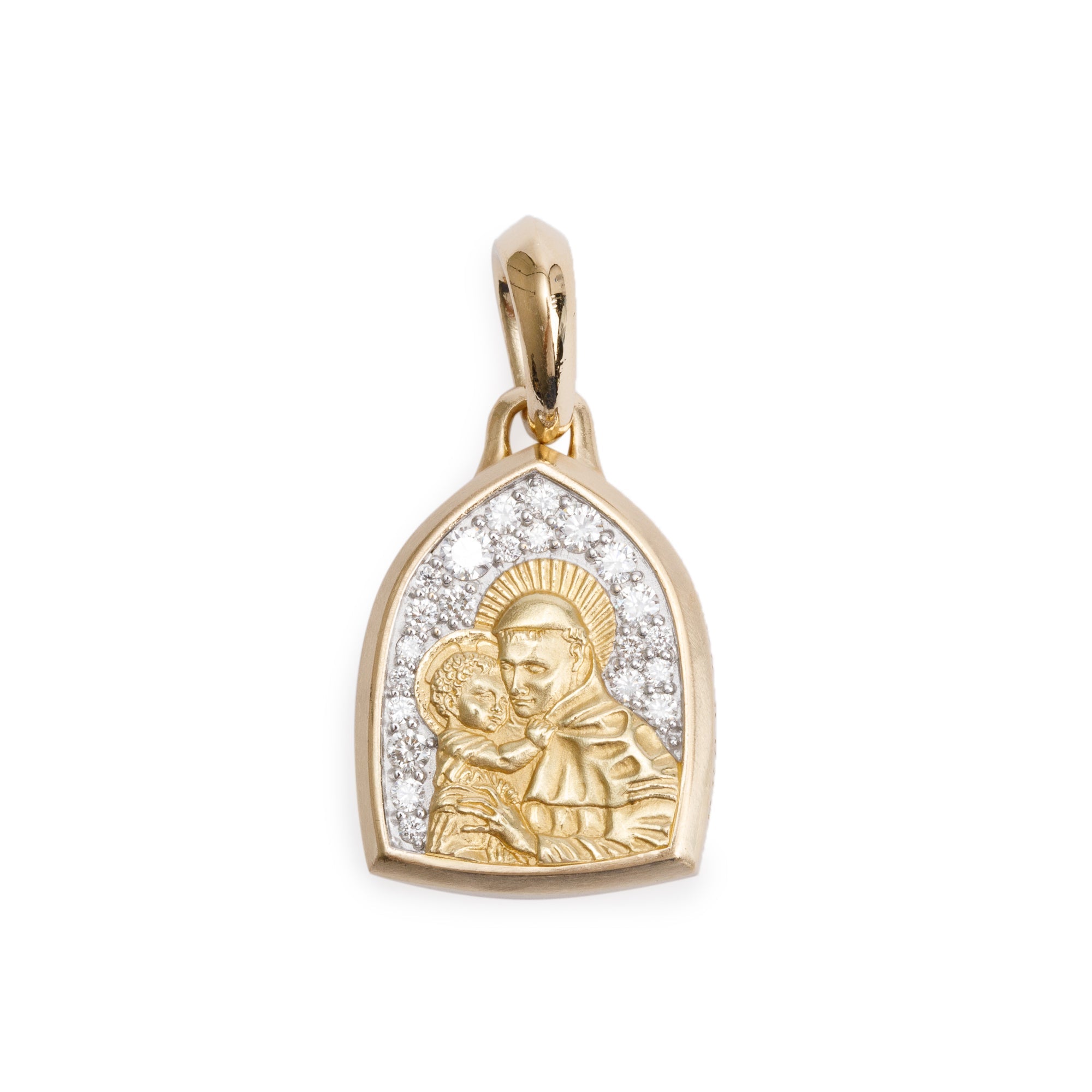 David Yurman 18k Yellow Gold Pave Diamond St. Anthony Amulet