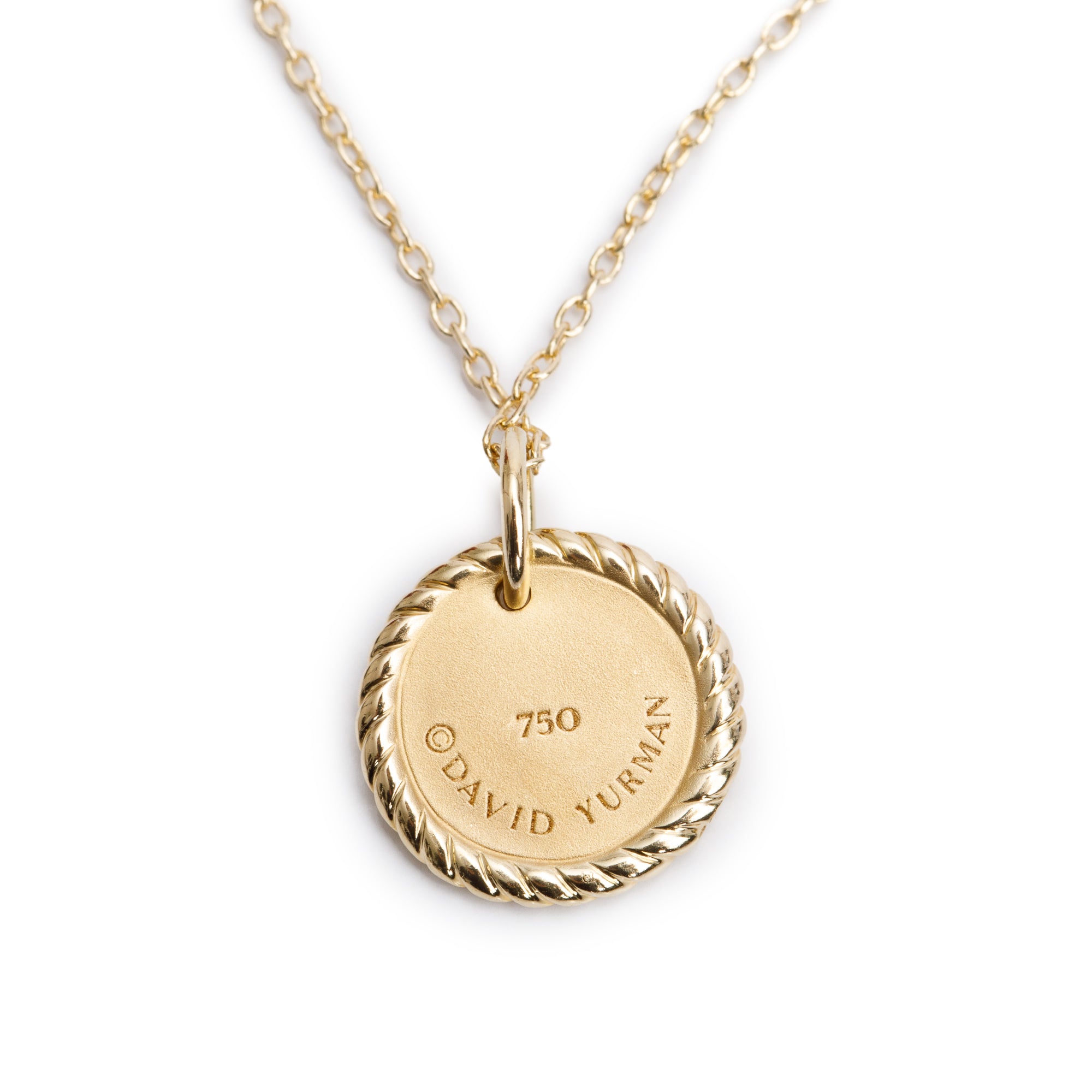 David Yurman 18k Yellow Gold Pave Sapphire & Diamond Cable Collectibles Evil Eye Pendant Necklace w/ Box & Receipt