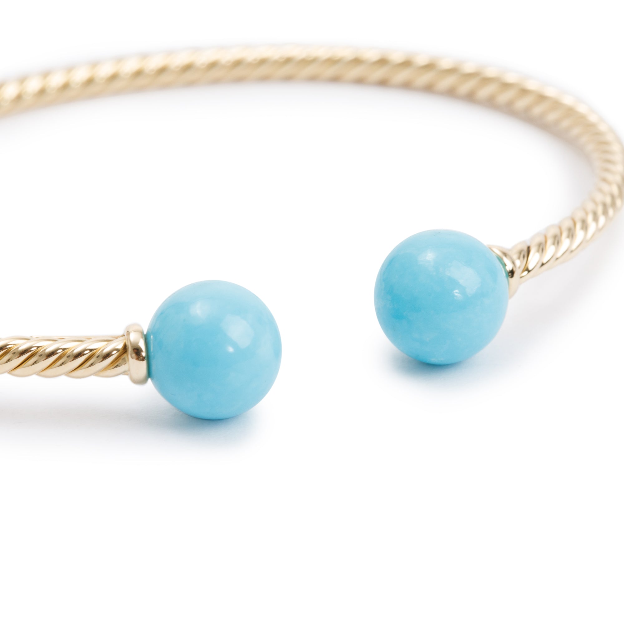 David Yurman 18k Yellow Gold Turquoise Solari Bracelet w/ Box