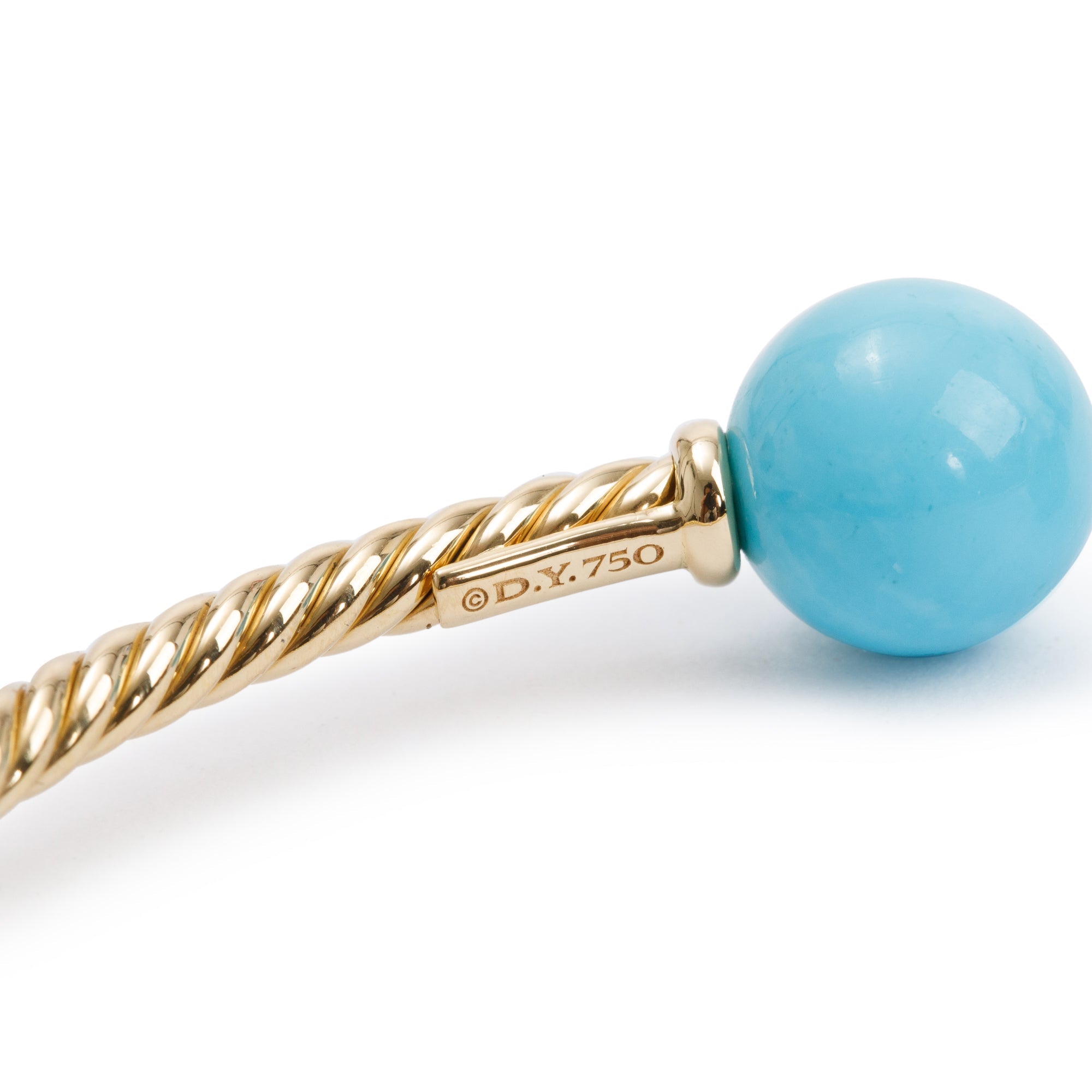 David Yurman 18k Yellow Gold Turquoise Solari Bracelet w/ Box