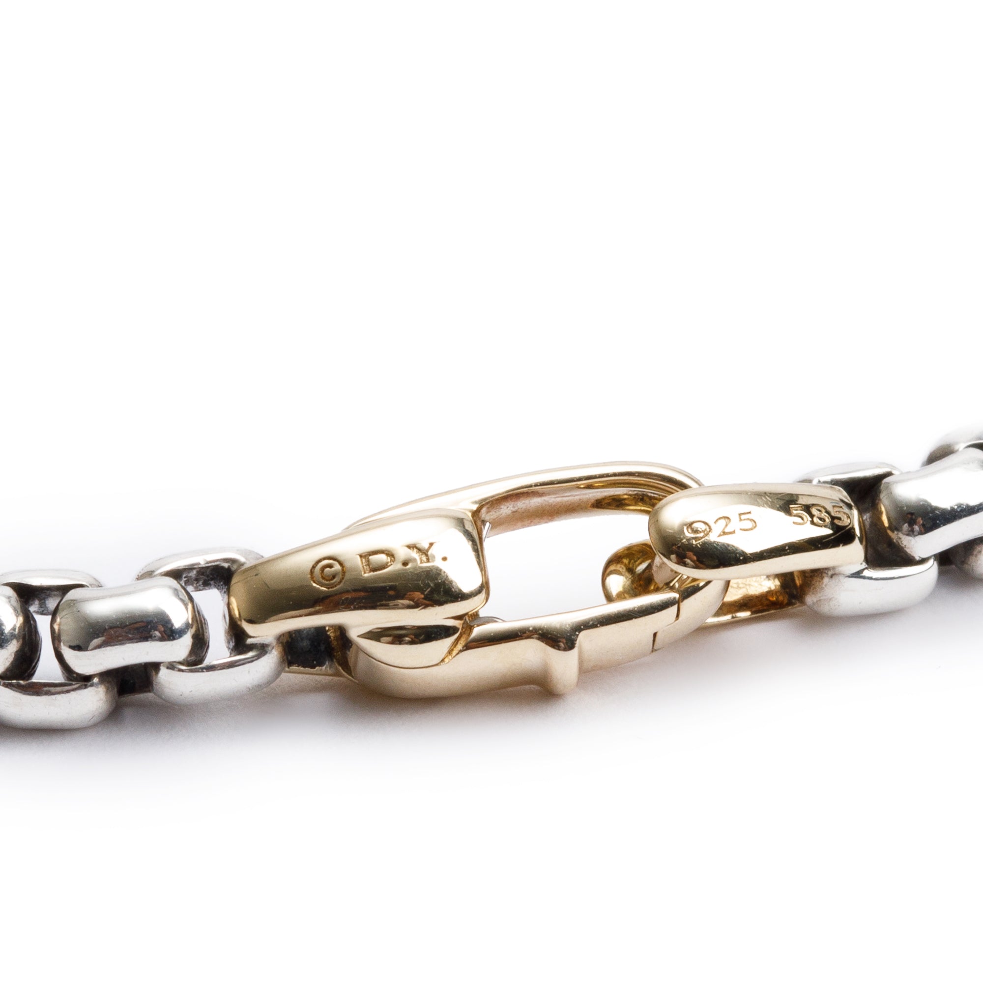 David Yurman 2024 Sterling Silver & 14k Yellow Gold 4 MM Bel Aire Box Chain Bracelet w/ Box & Receipt