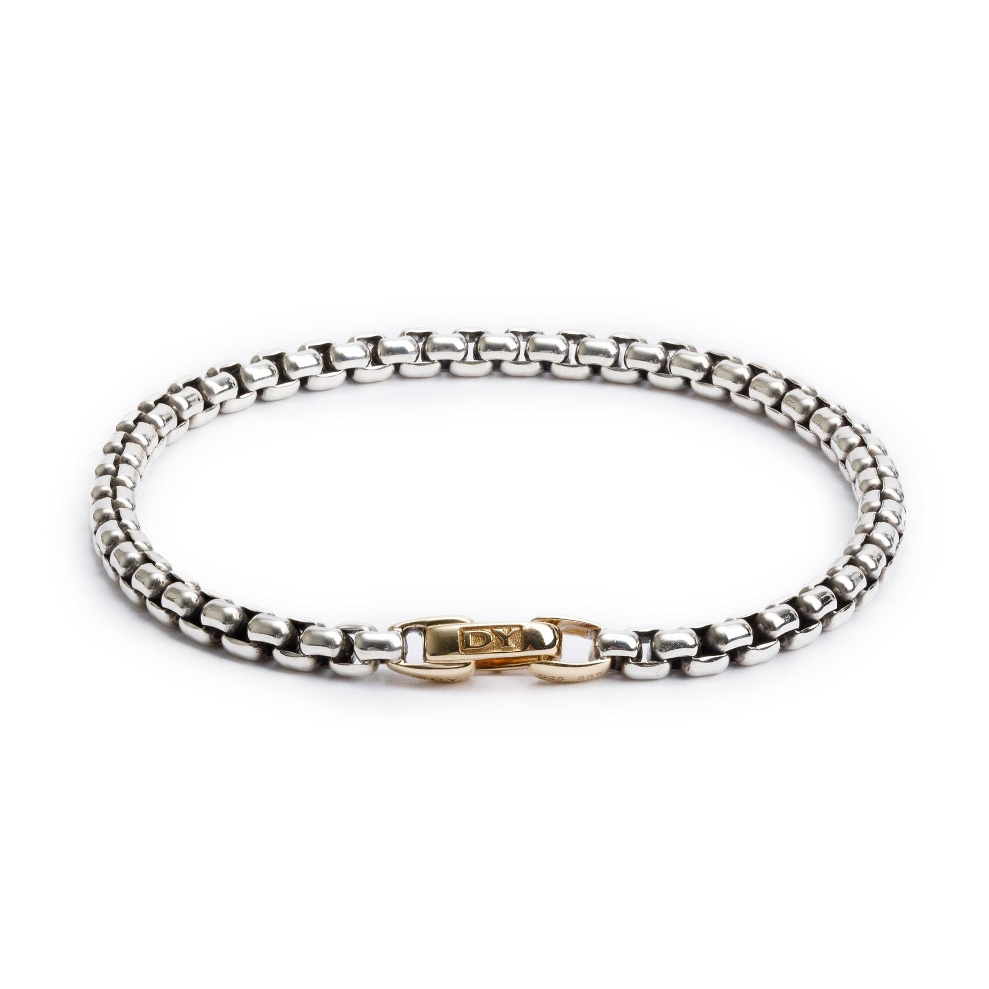David Yurman 2024 Sterling Silver & 14k Yellow Gold 4 MM Bel Aire Box Chain Bracelet w/ Box & Receipt