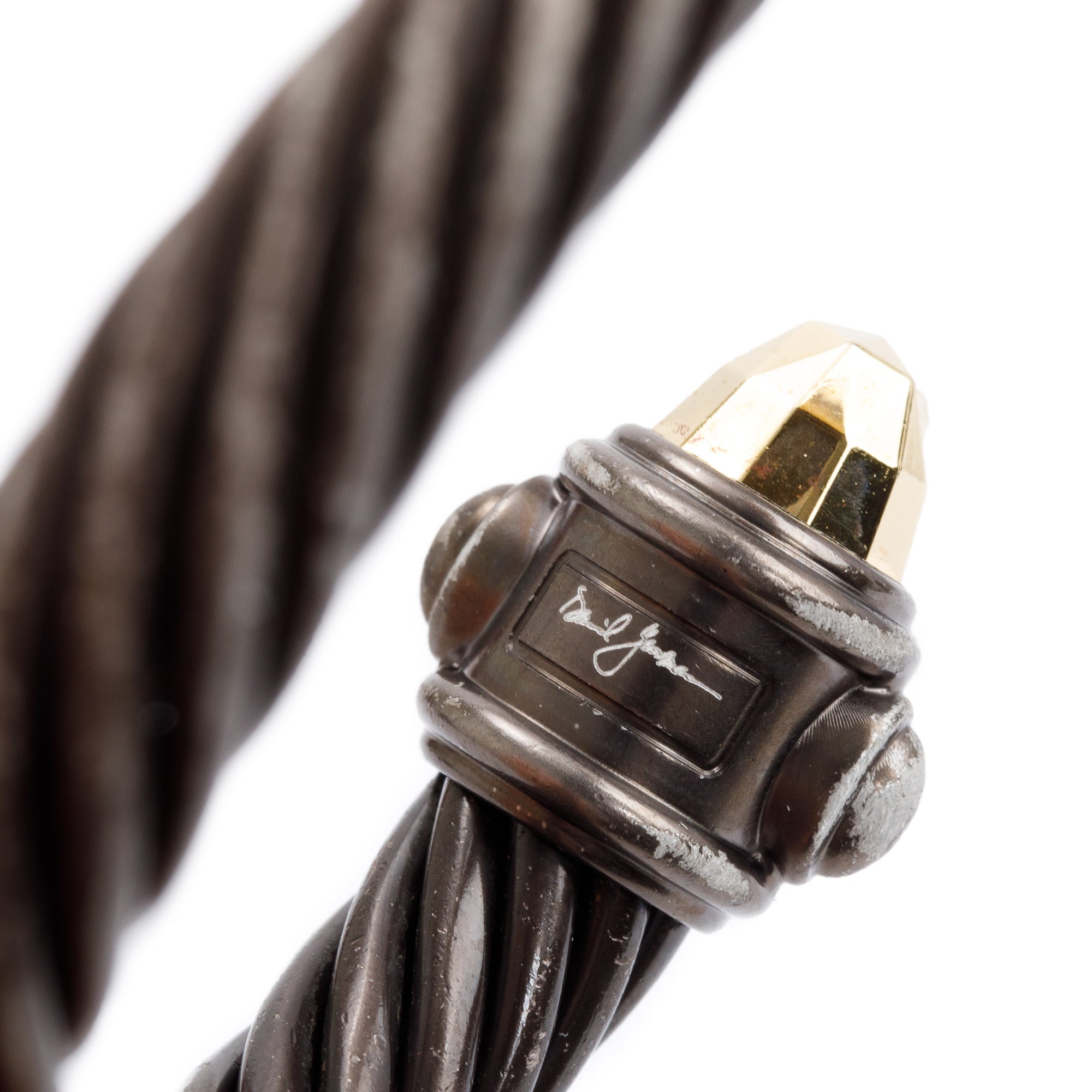 David Yurman Black Aluminium & Gold Dome 10MM Renaissance Bracelet