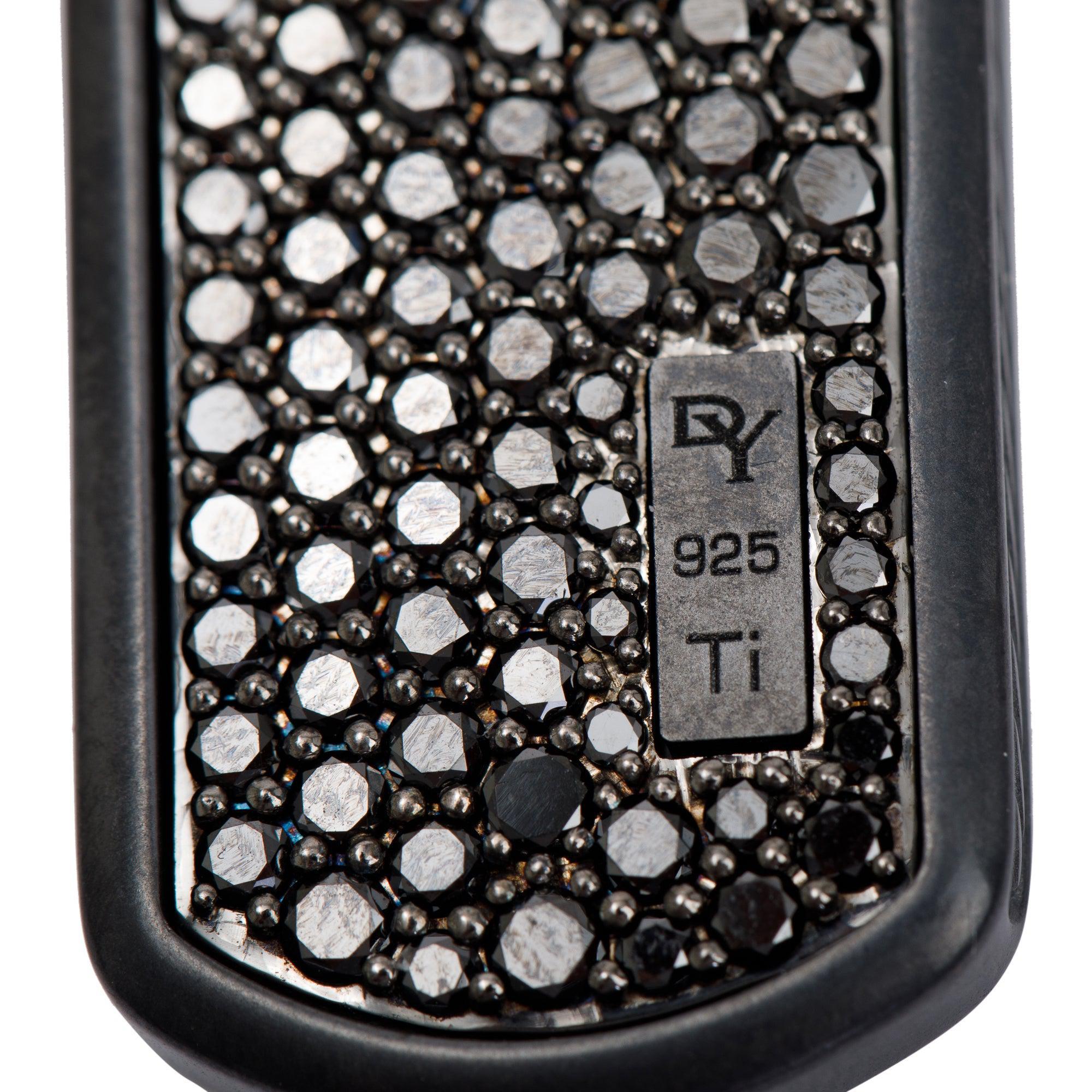 David Yurman Black Titanium Black Diamond Streamline Tag Pendant Necklace