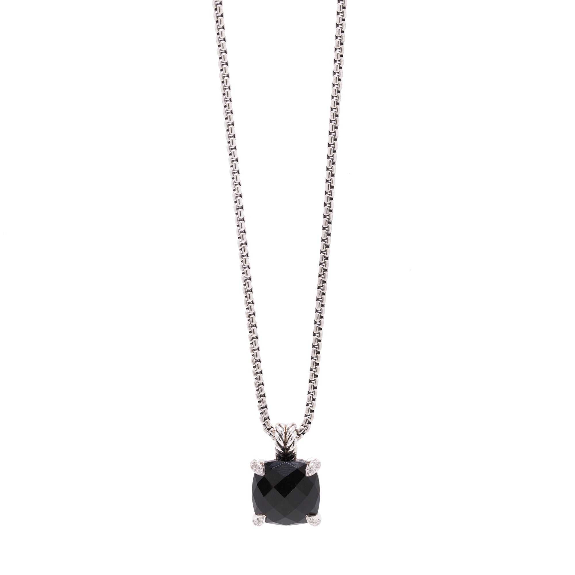 David Yurman Chatelaine Pendant Necklace with Black Onyx & Pave Diamonds