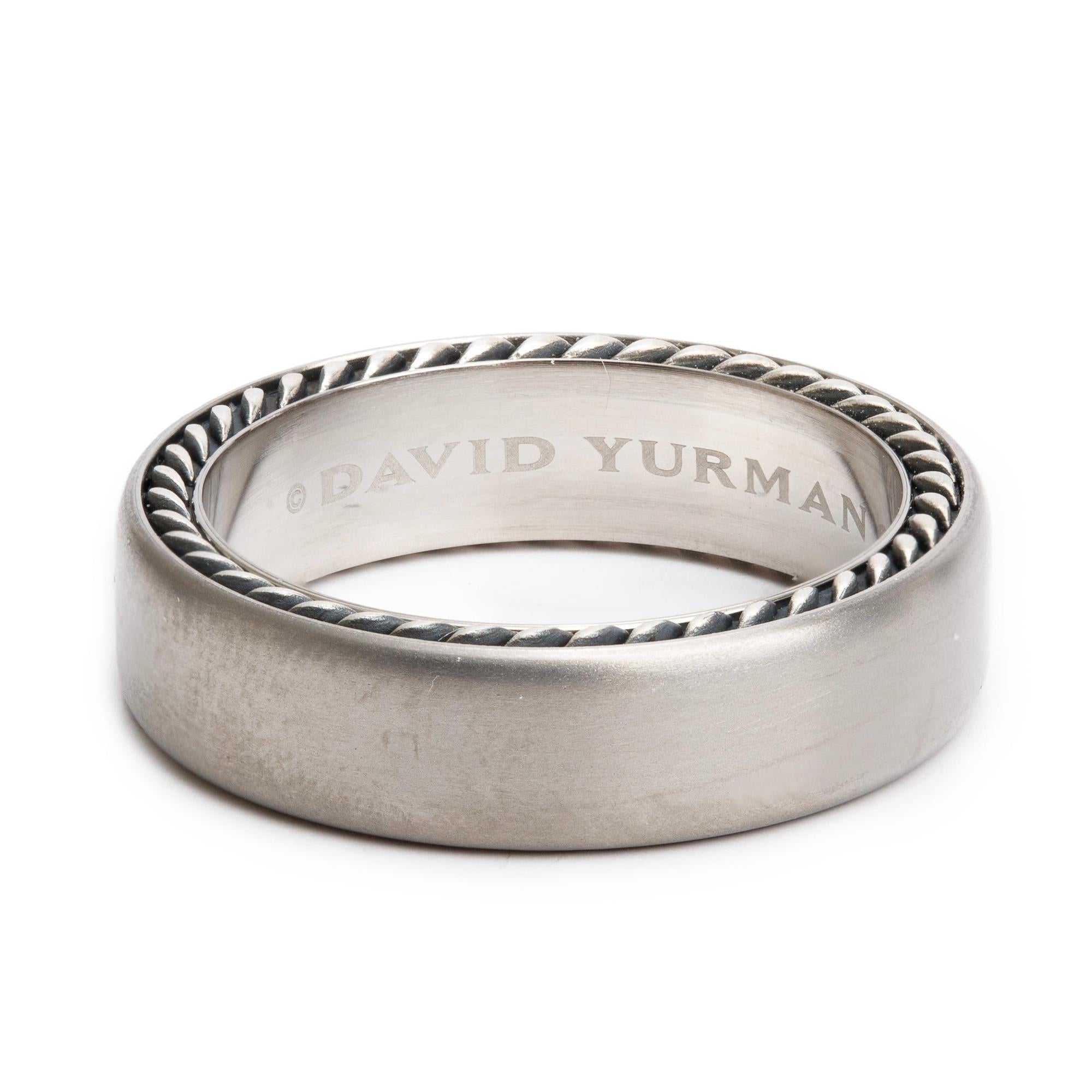 David Yurman Grey Titanium & Sterling Silver 6 MM Streamline Band Ring, Size 9.5 w/ Box