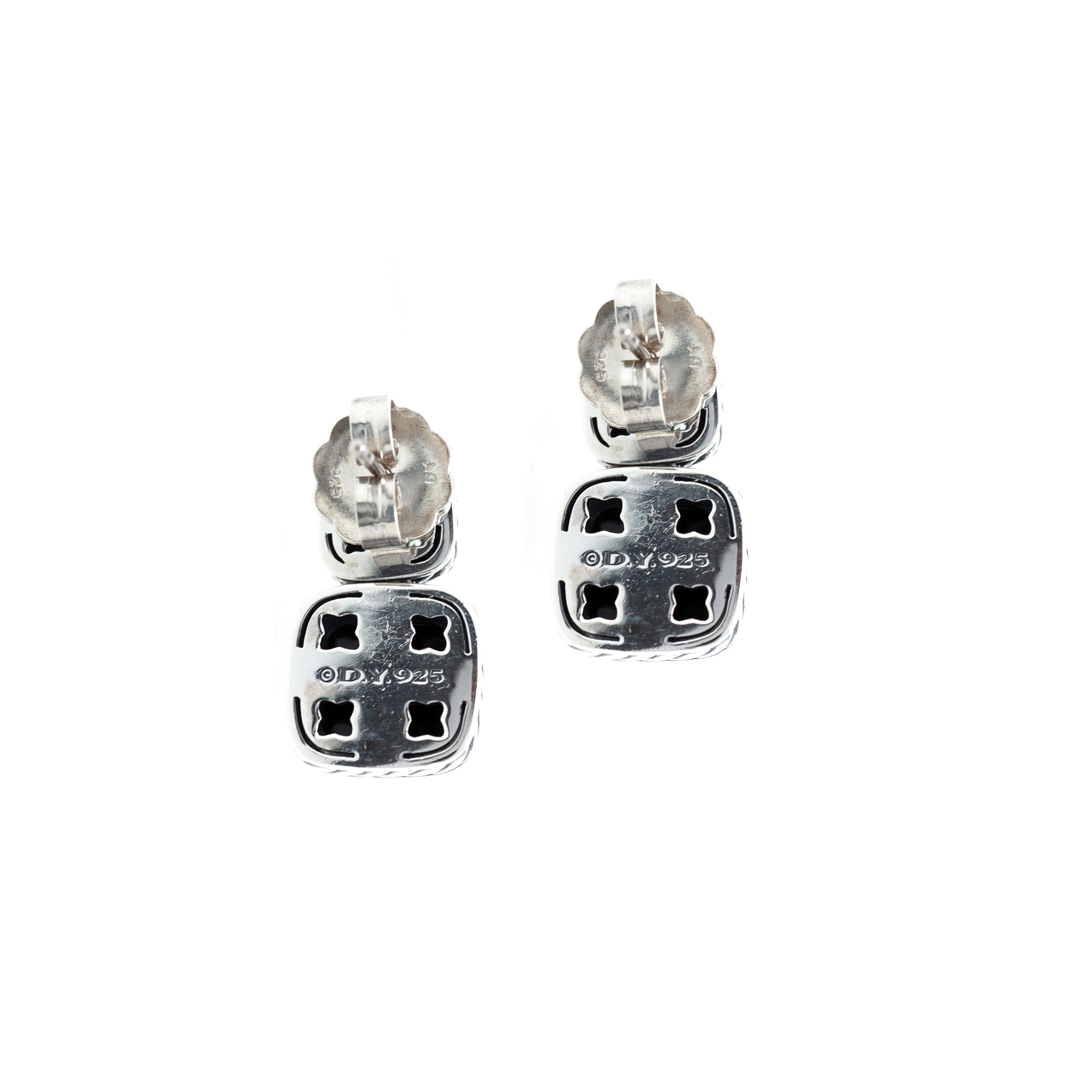 David Yurman Onyx & Diamond Chiclet Drop Earrings