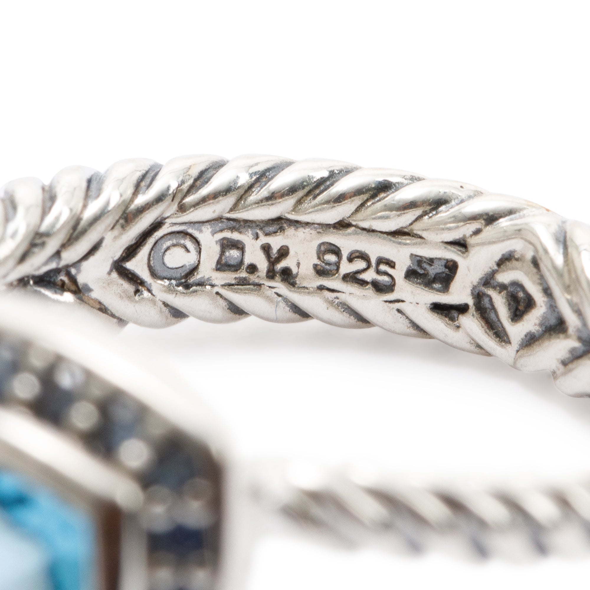 David Yurman Petite Albion Ring with Blue Topaz & Sapphires