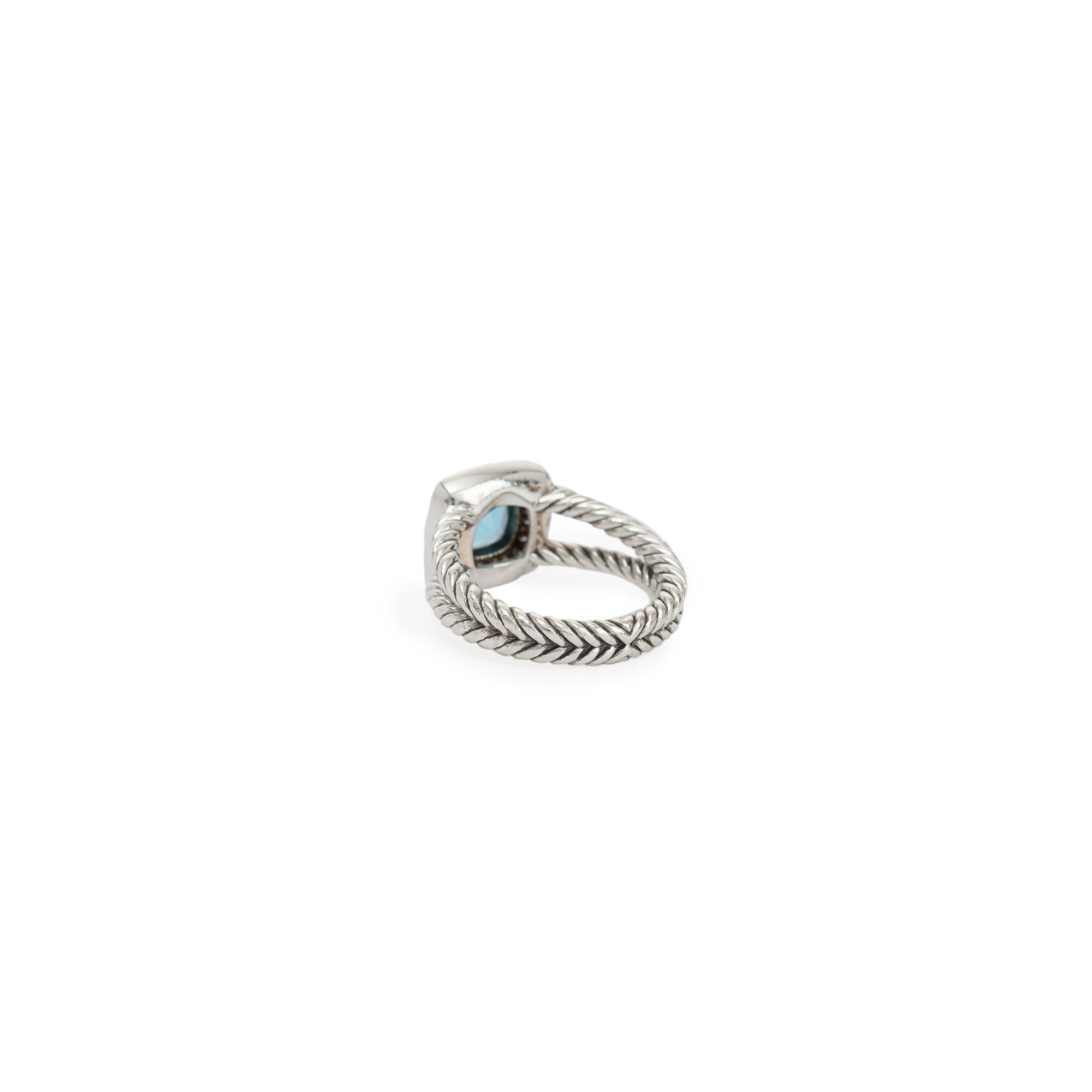 David Yurman Petite Albion Ring with Blue Topaz and Diamonds