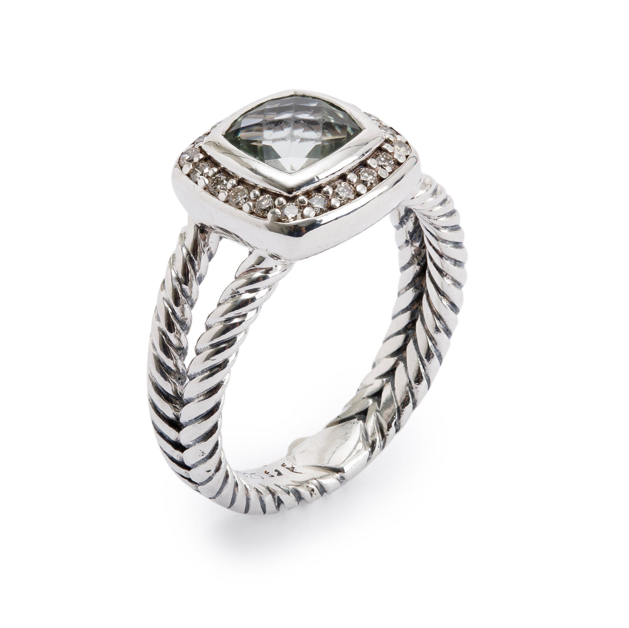David Yurman Petite Albion Ring with Prasiolite and Diamonds