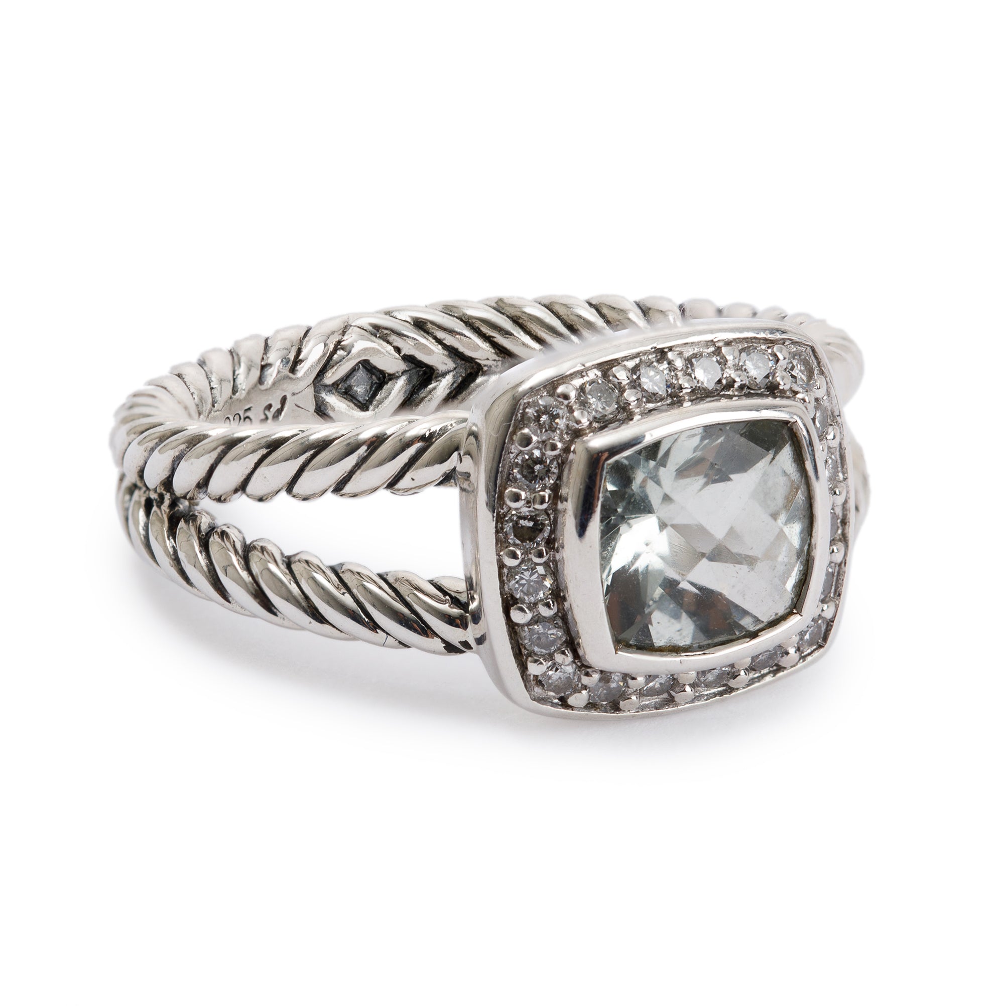 David Yurman Petite Albion Ring with Prasiolite and Diamonds