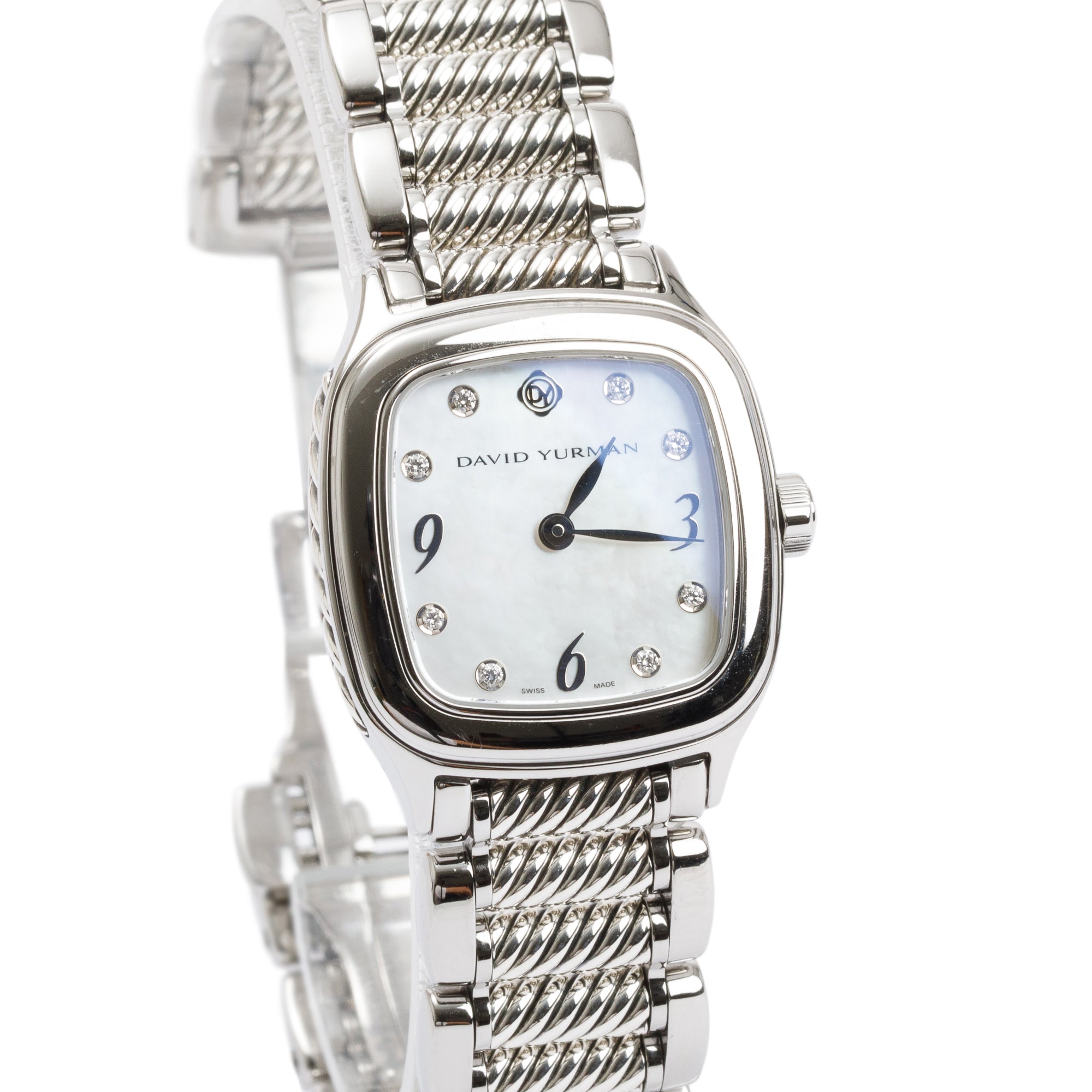 David Yurman Stainless Steel Diamond Dial Thoroughbred 25.5MM Watch w/ Box