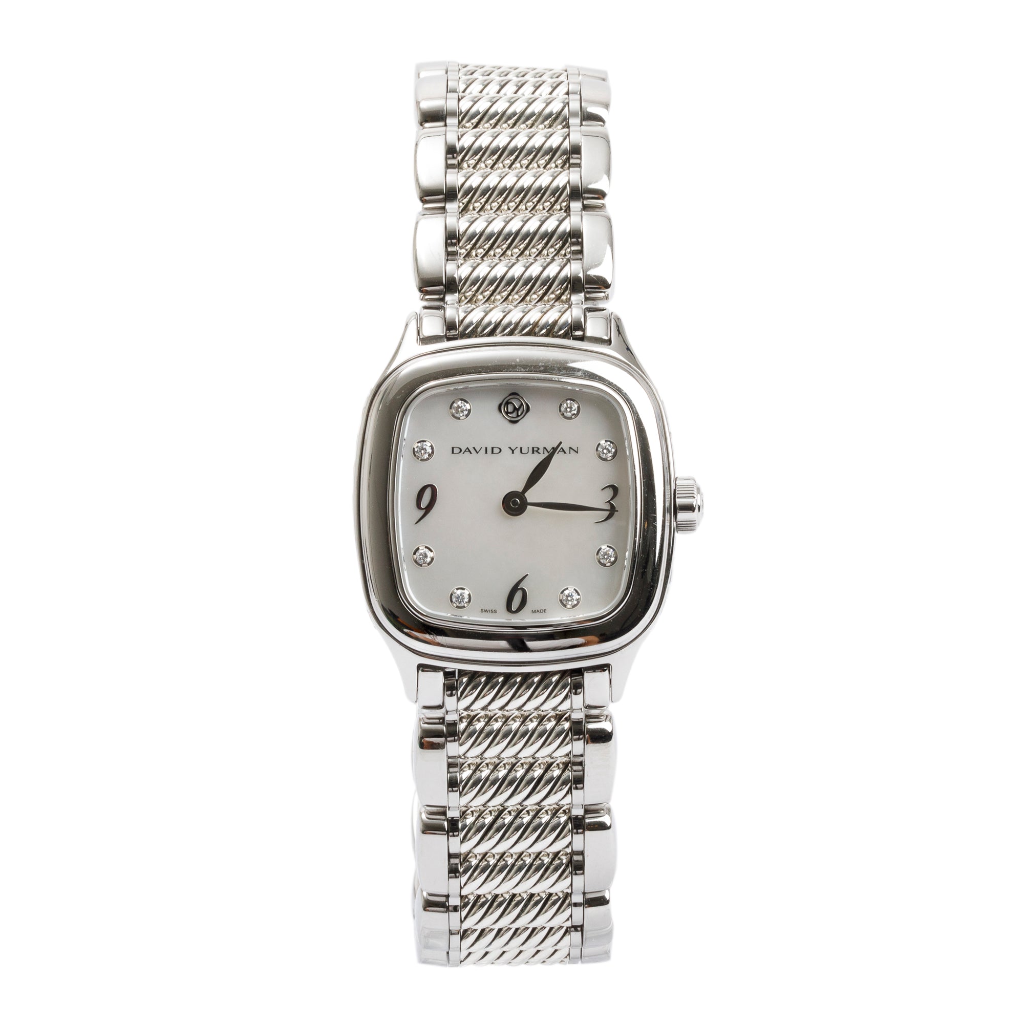 David Yurman Stainless Steel Diamond Dial Thoroughbred 25.5MM Watch w/ Box