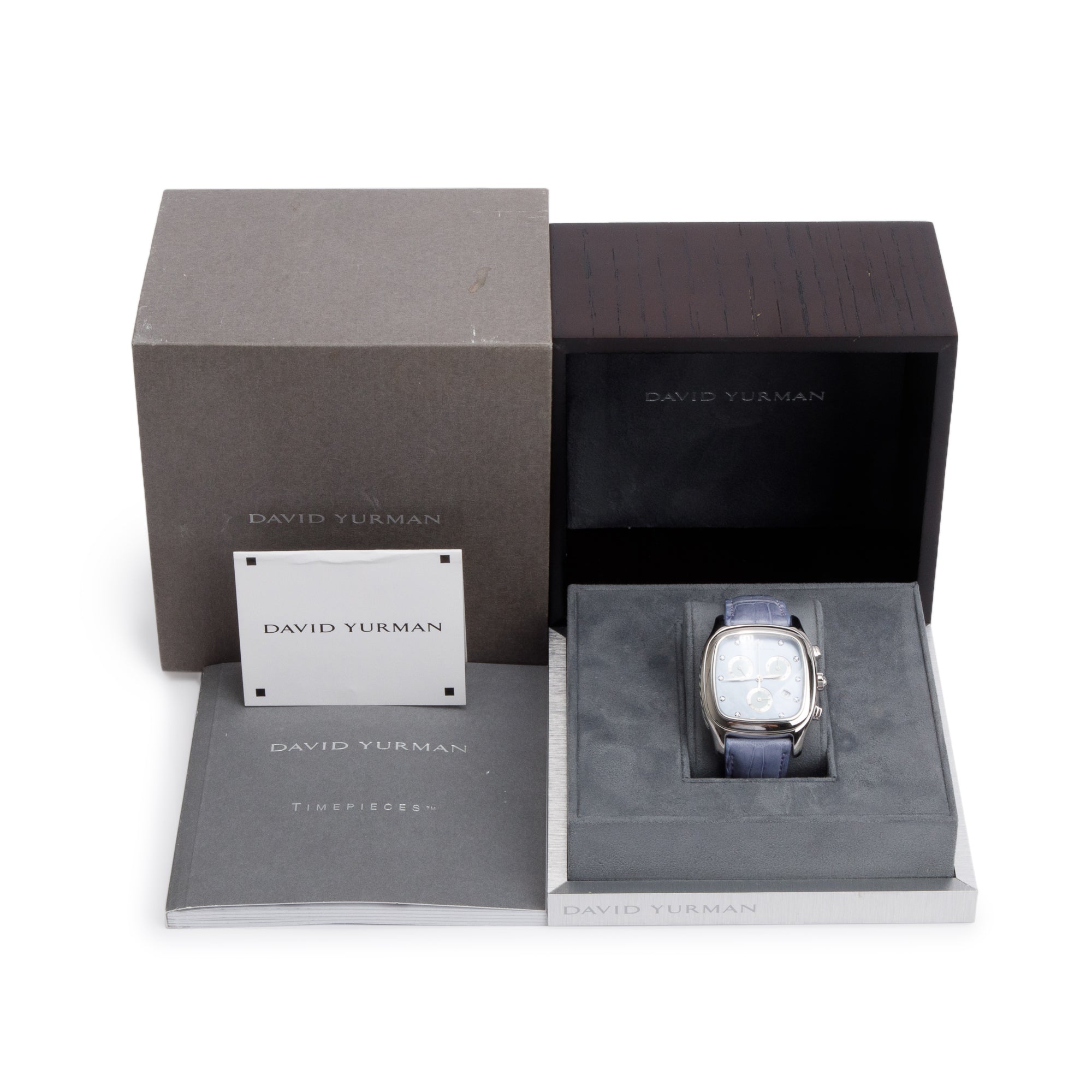 David Yurman Stainless Steel T307-CST Thoroughbred Diamond Dial 35 MM Chronograph Quartz Watch w/ Box & Papers