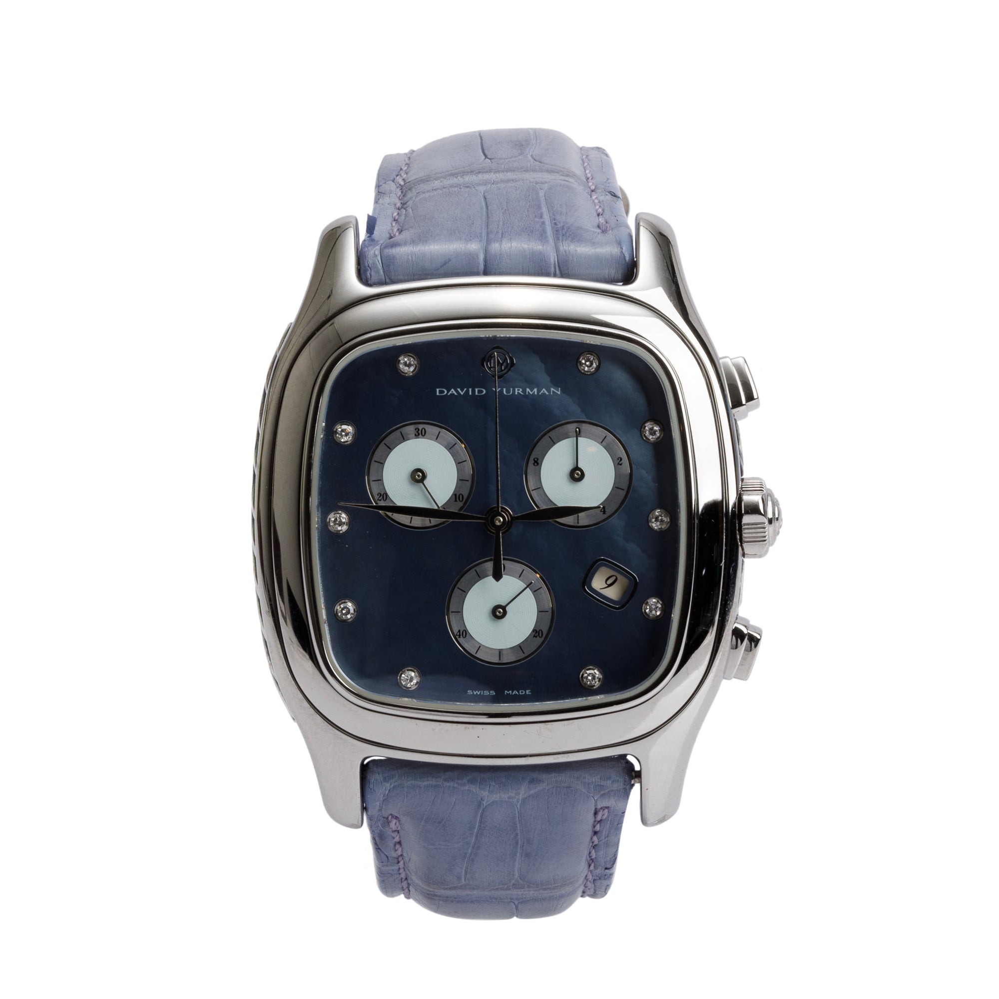 David Yurman Stainless Steel T307-CST Thoroughbred Diamond Dial 35 MM Chronograph Quartz Watch w/ Box & Papers