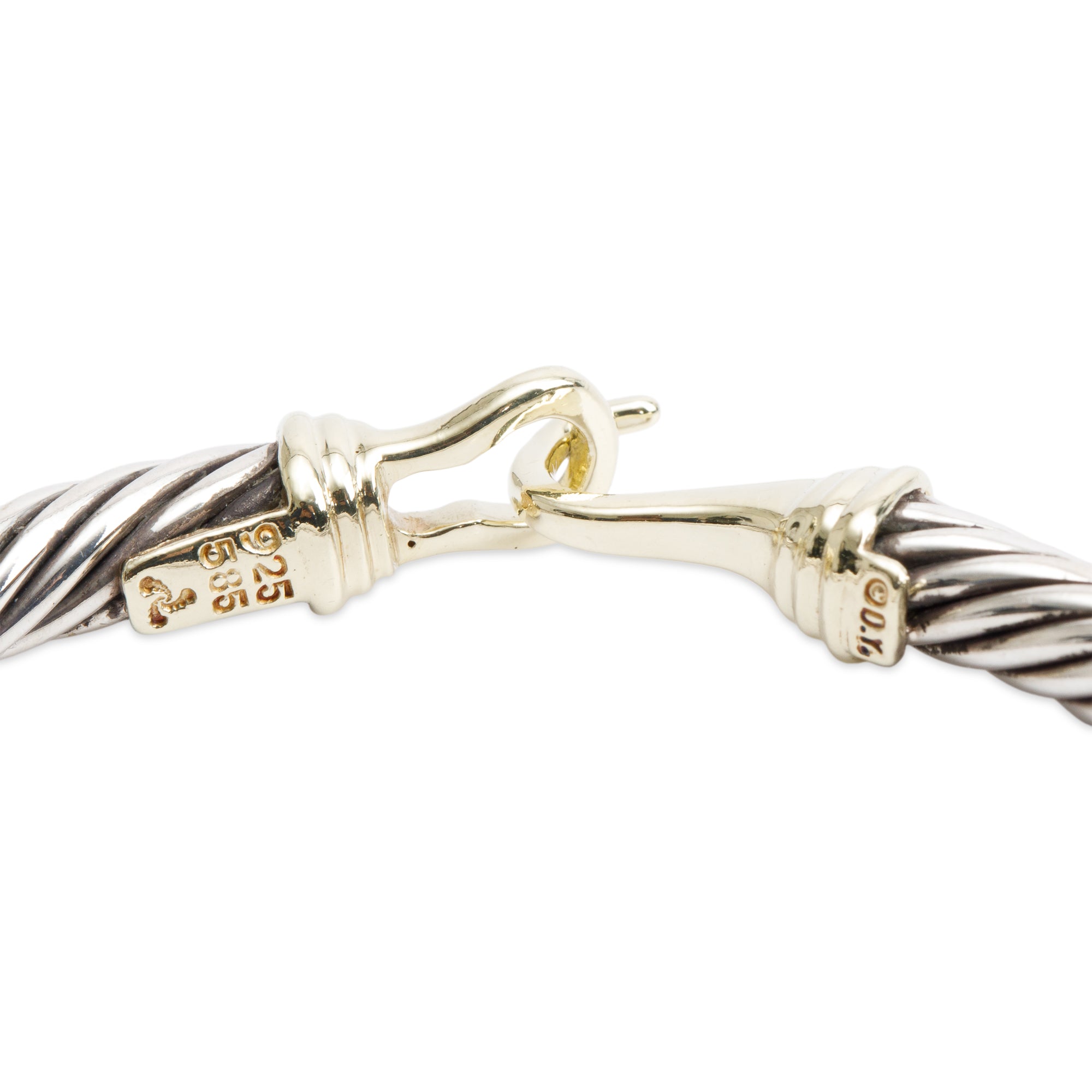 David Yurman Sterling Silver & 14k Yellow Gold 5 MM Cable Buckle Bracelet