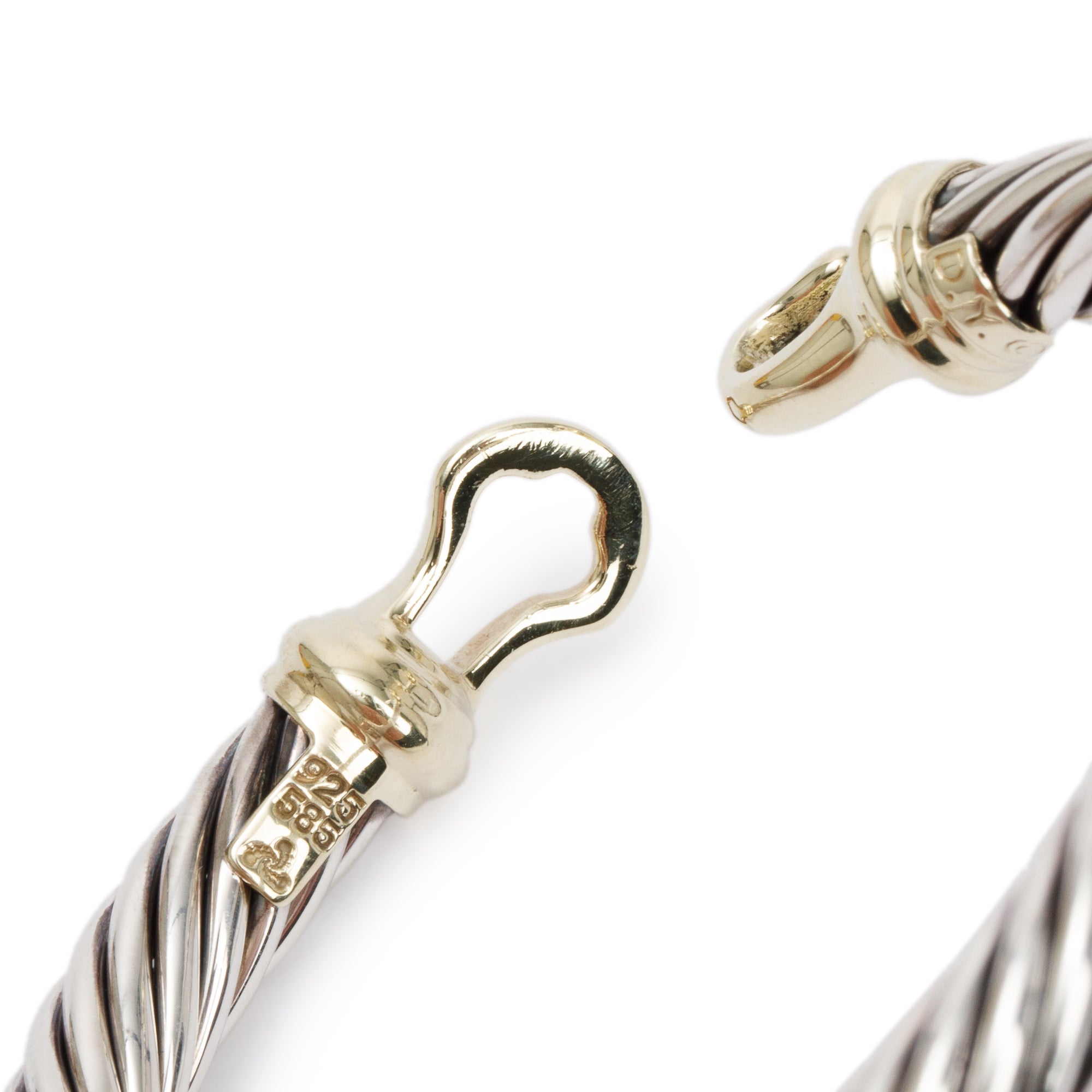 David Yurman Sterling Silver & 14k Yellow Gold 7MM Cable Buckle Bracelet
