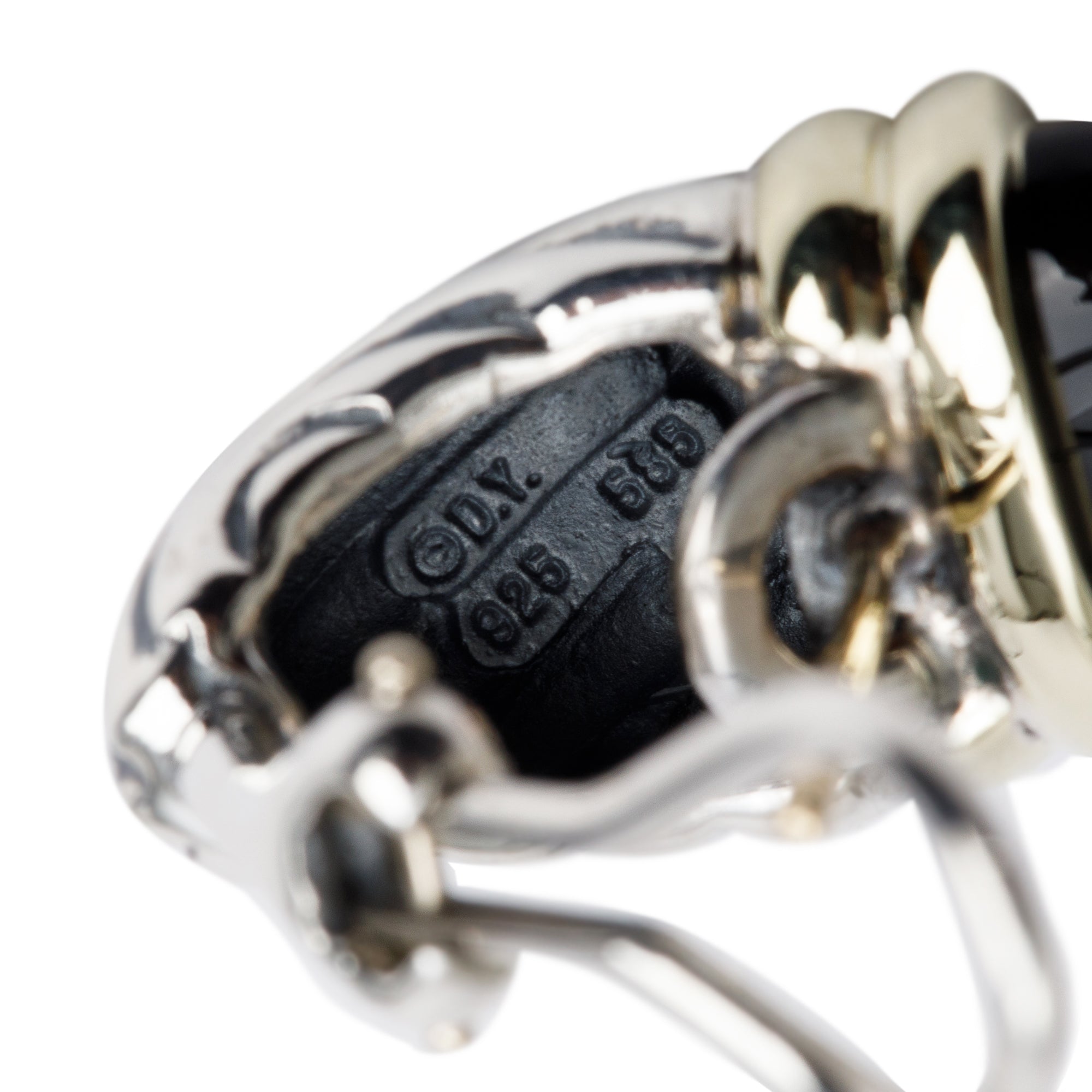 David Yurman Sterling Silver & 14k Yellow Gold Black Onyx Cable Shrimp Earrings