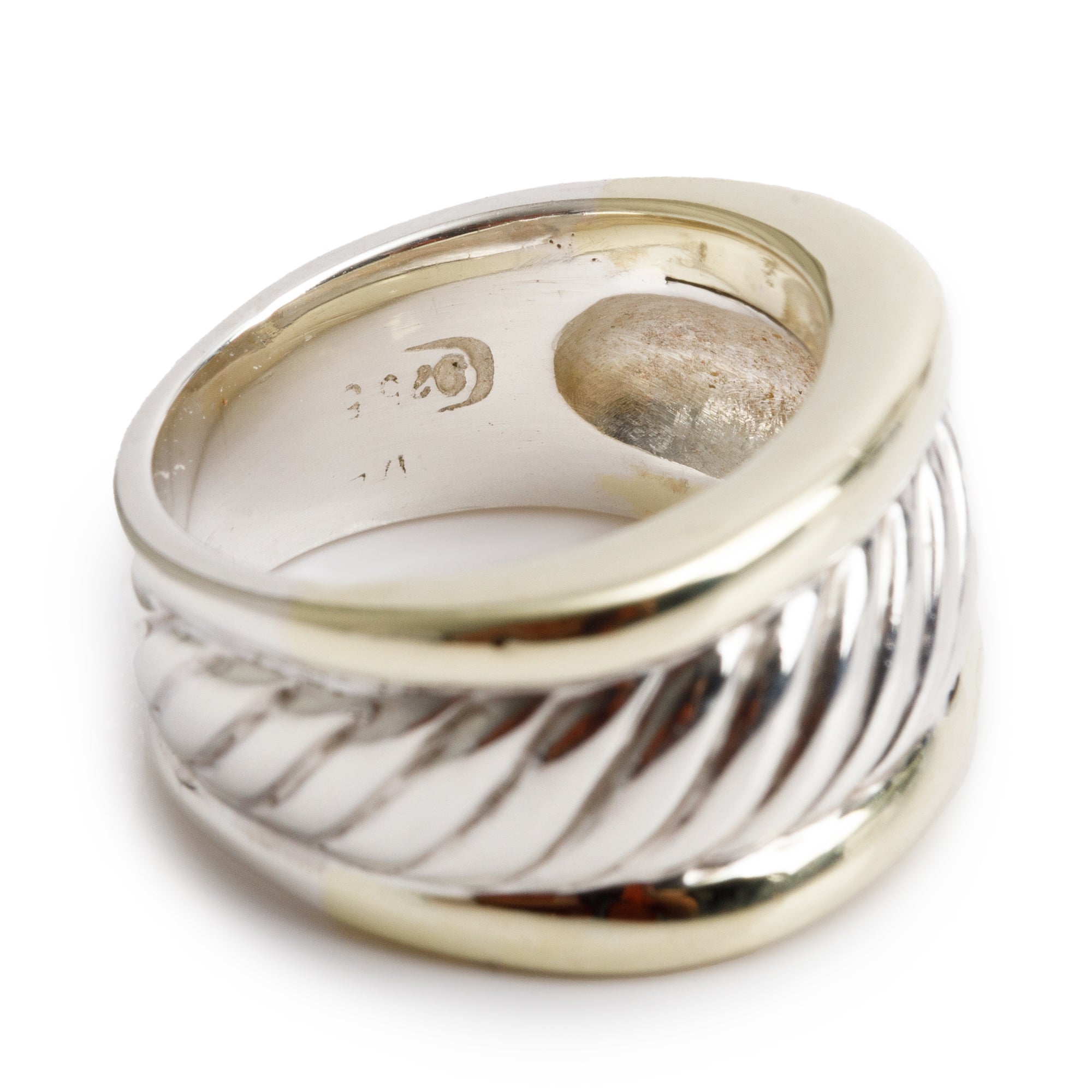 David Yurman Sterling Silver & 14k Yellow Gold Cable Classic Cigar Ring, Size 6