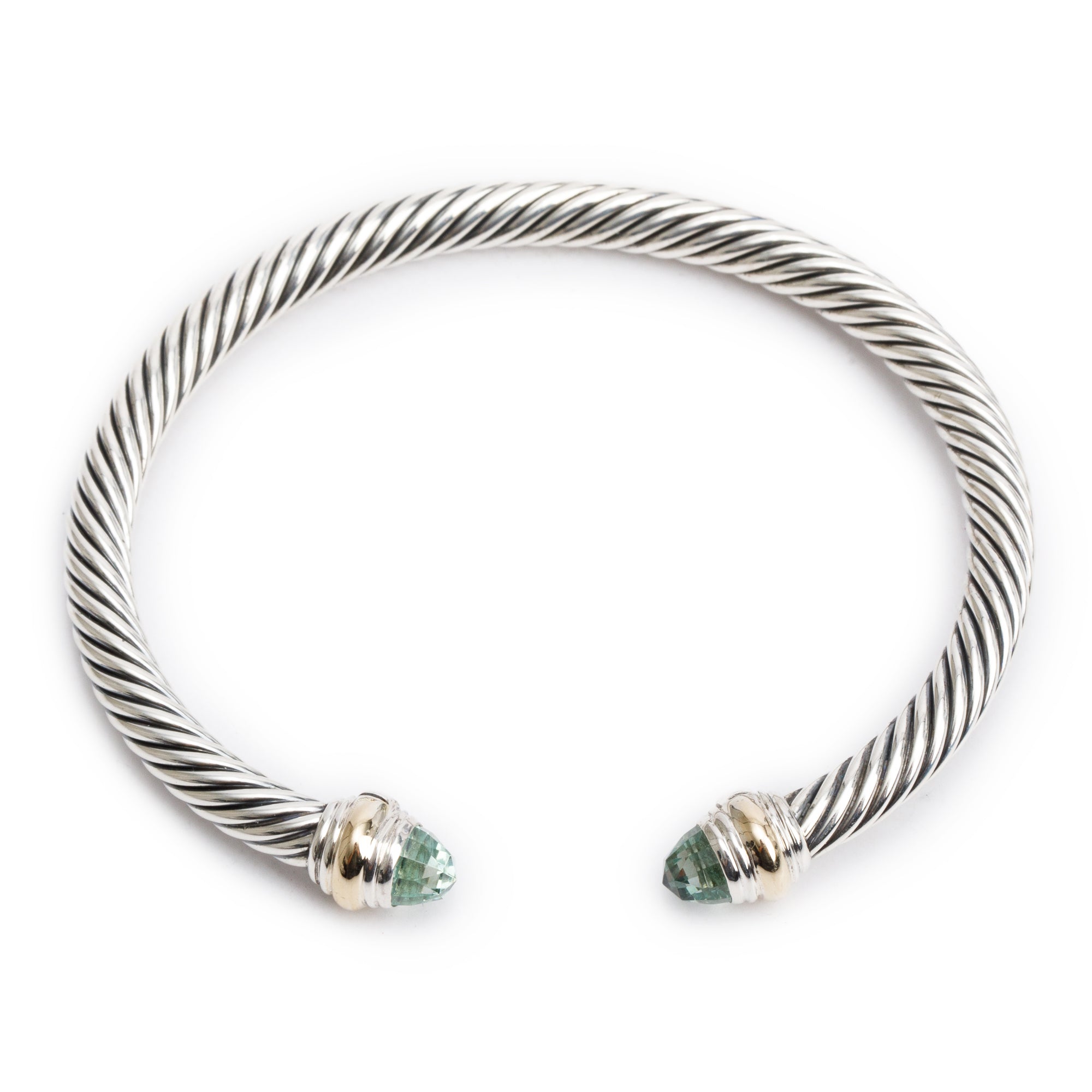 David Yurman Sterling Silver & 14k Yellow Gold Prasiolite 5 MM Cable Classics Bracelet