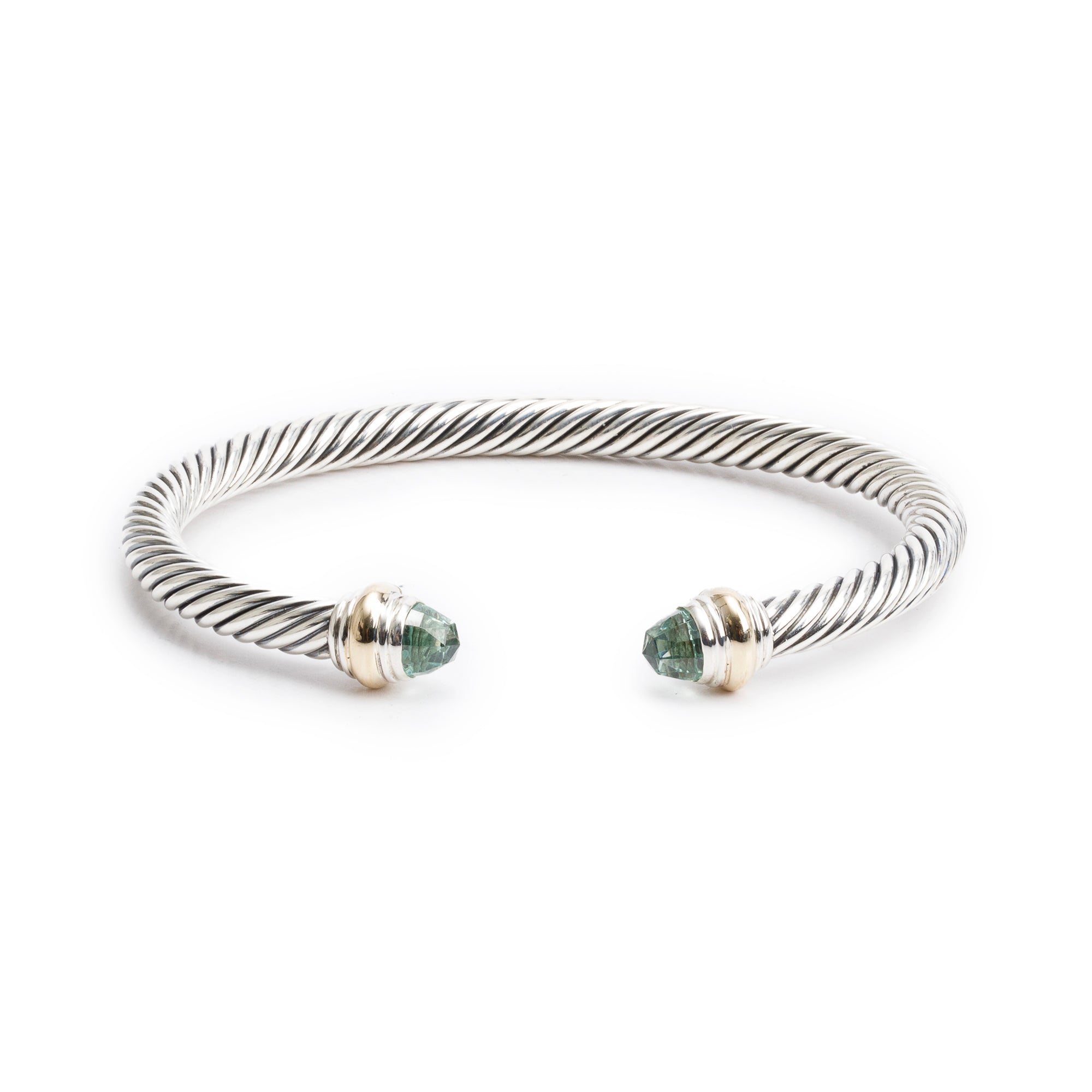 David Yurman Sterling Silver & 14k Yellow Gold Prasiolite 5 MM Cable Classics Bracelet