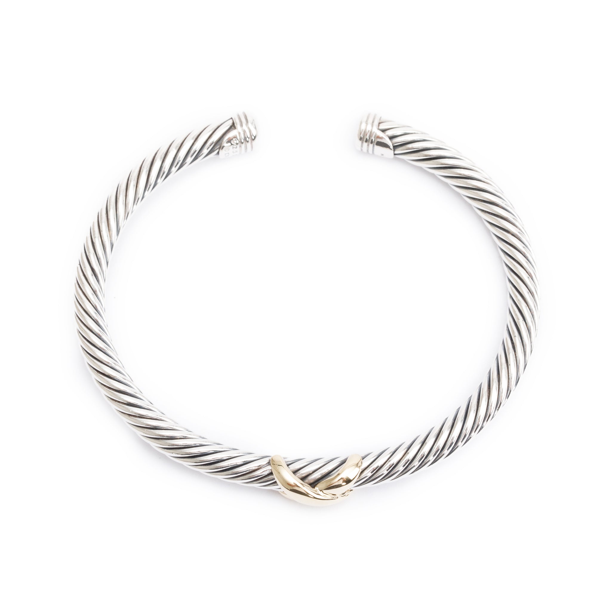 David Yurman Sterling Silver & 14k Yellow Gold X Classic 5 MM Cable Bracelet