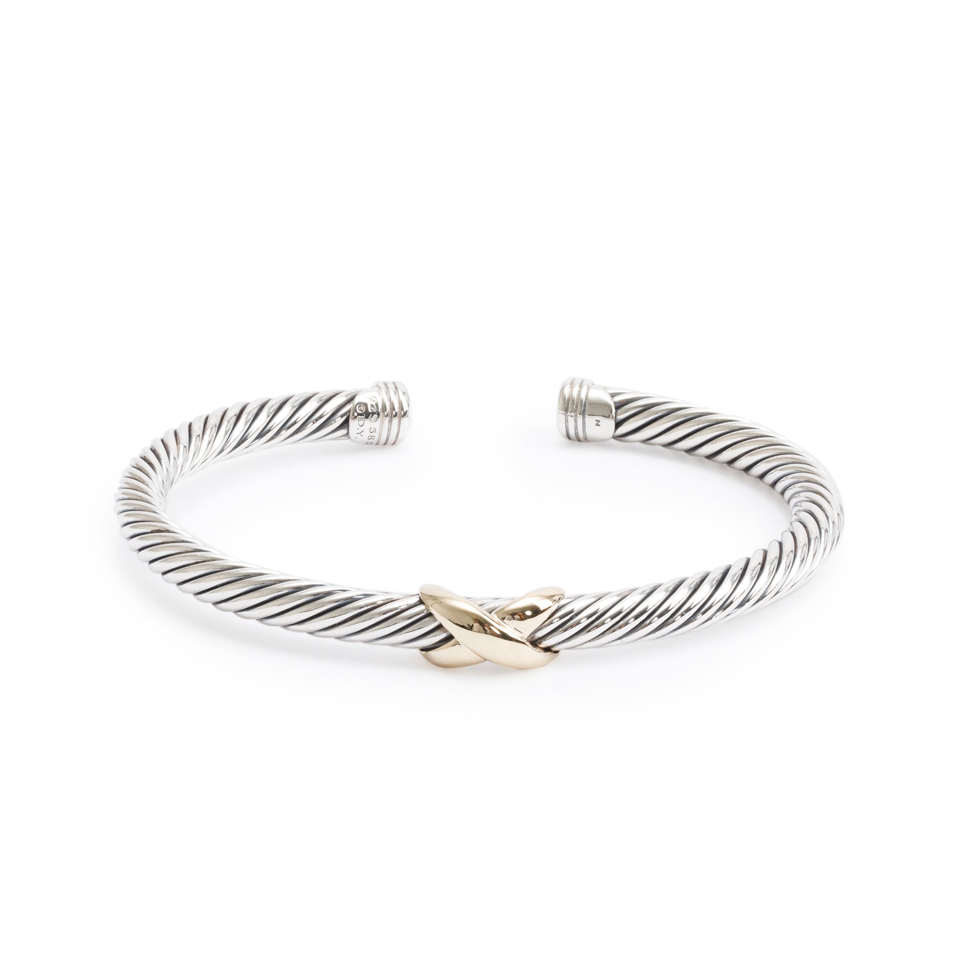 David Yurman Sterling Silver & 14k Yellow Gold X Classic 5 MM Cable Bracelet