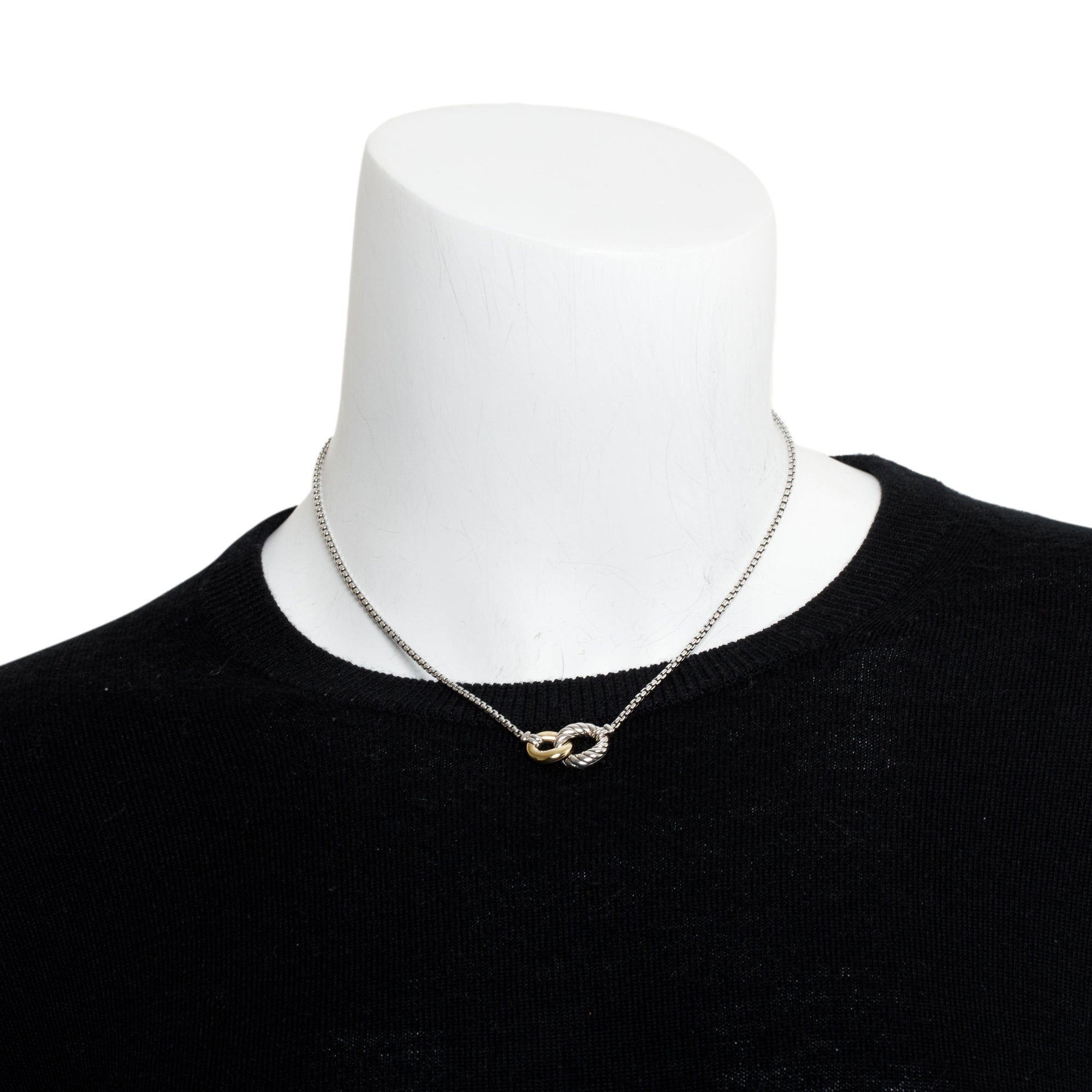 David Yurman Sterling Silver & 18k Yellow Belmont Curb Link Necklace