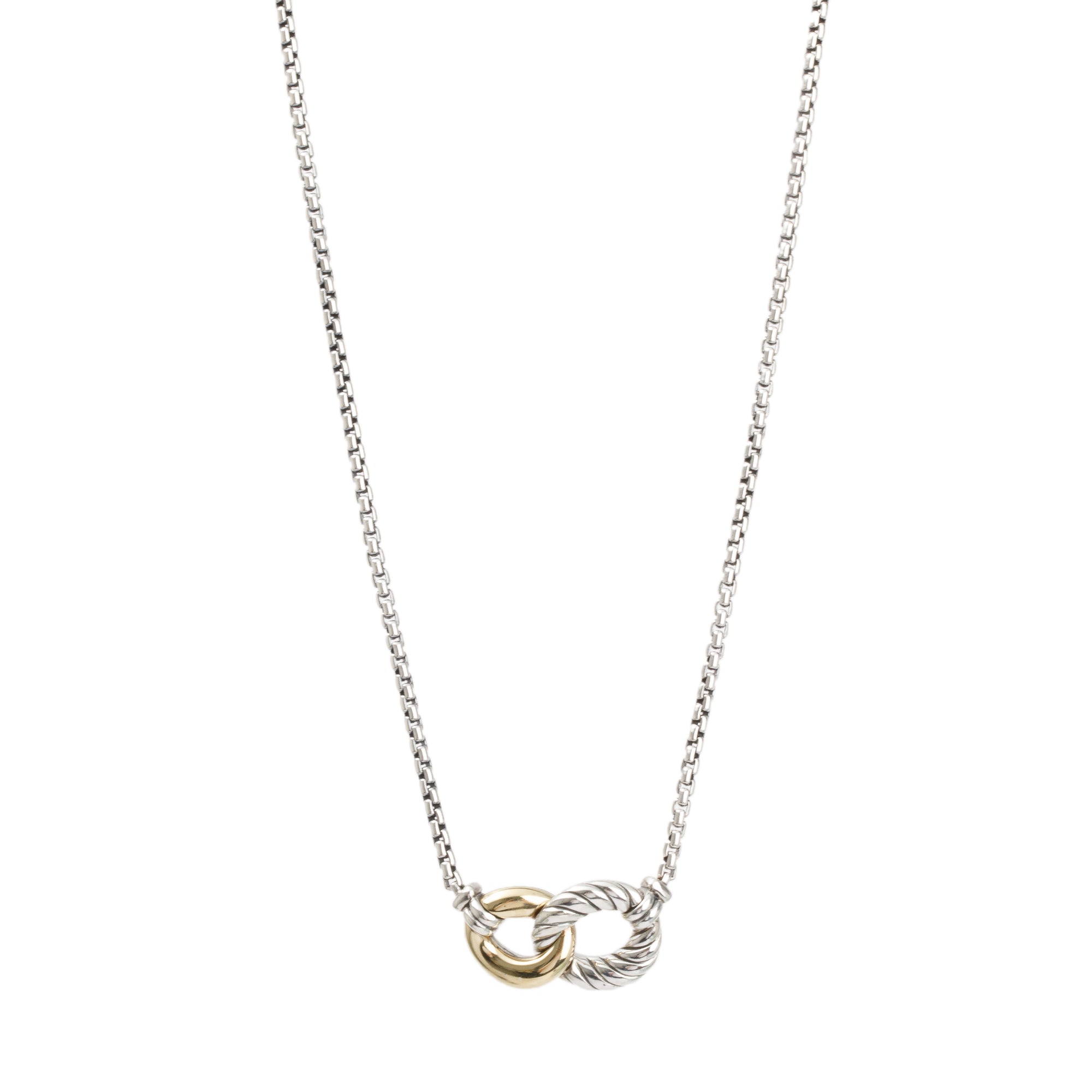 David Yurman Sterling Silver & 18k Yellow Belmont Curb Link Necklace